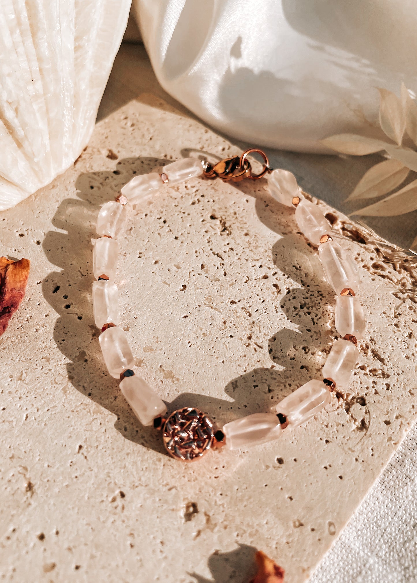 Rose Quartz Rose Gold Bracelet