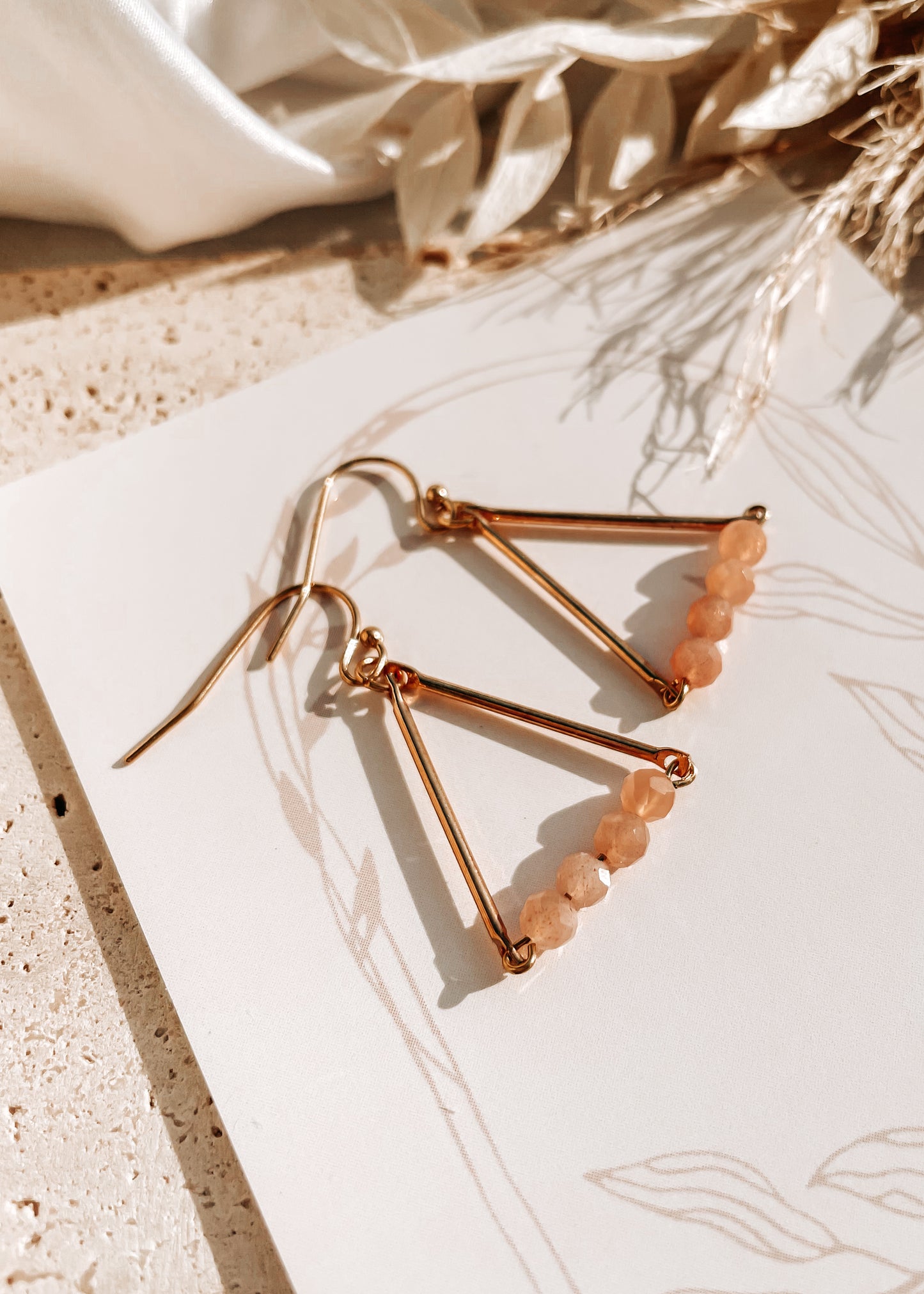 Chloe Peach Moonstone Earrings