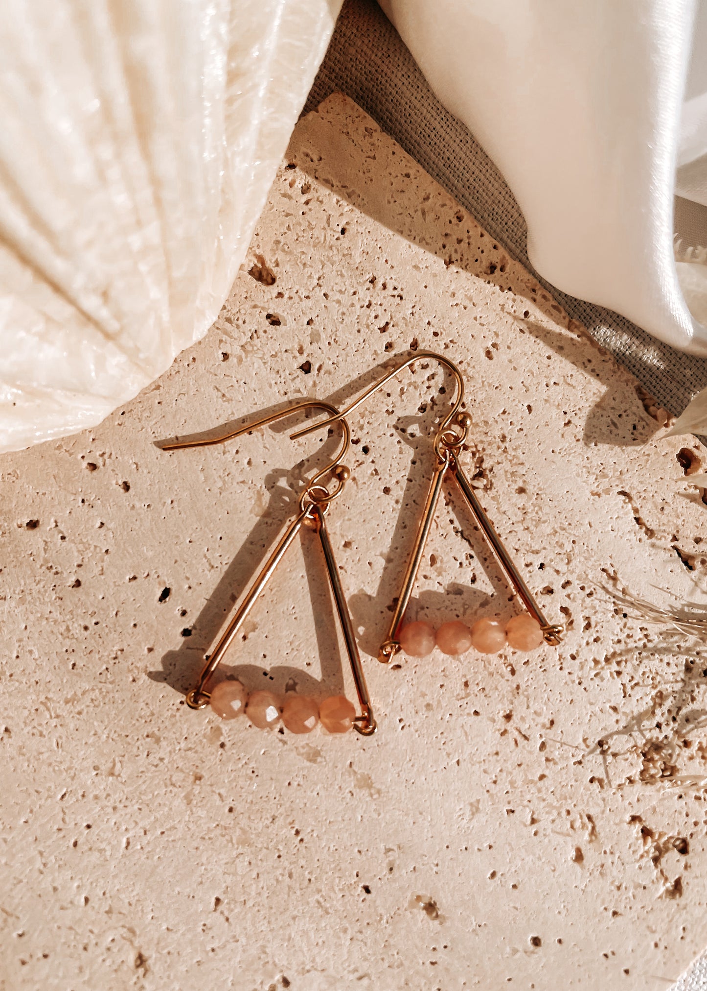 Chloe Peach Moonstone Earrings