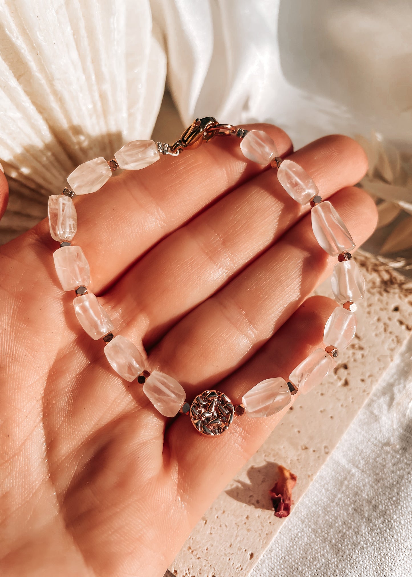Rose Quartz Rose Gold Bracelet