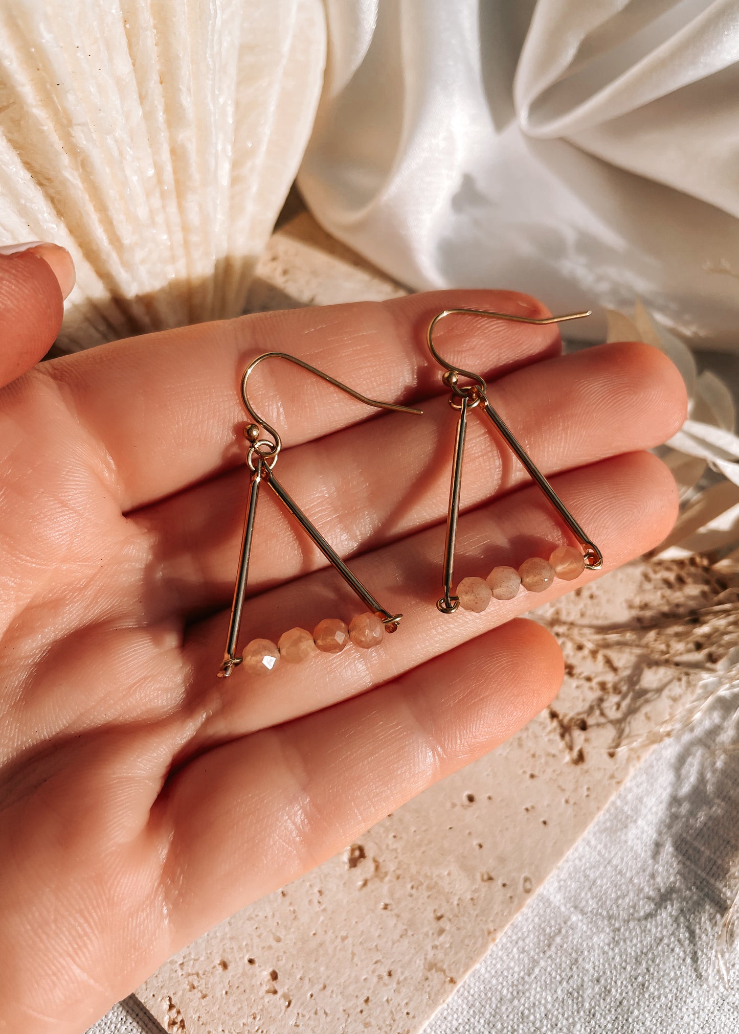 Chloe Peach Moonstone Earrings