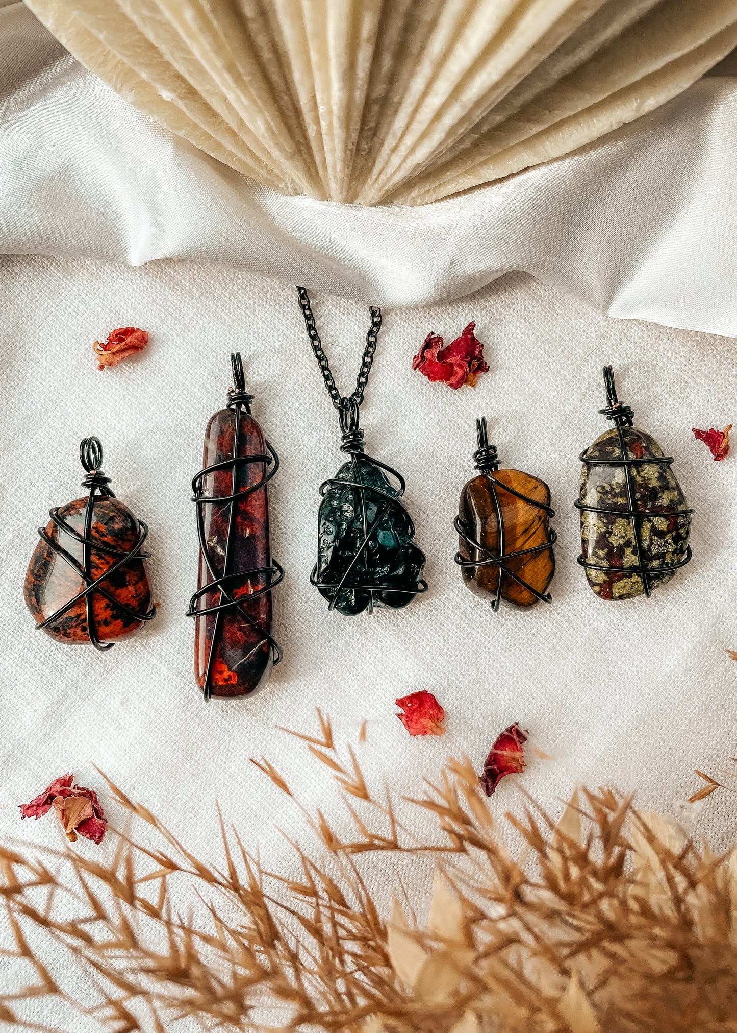 Tektite Black Wire Wrapped Necklace