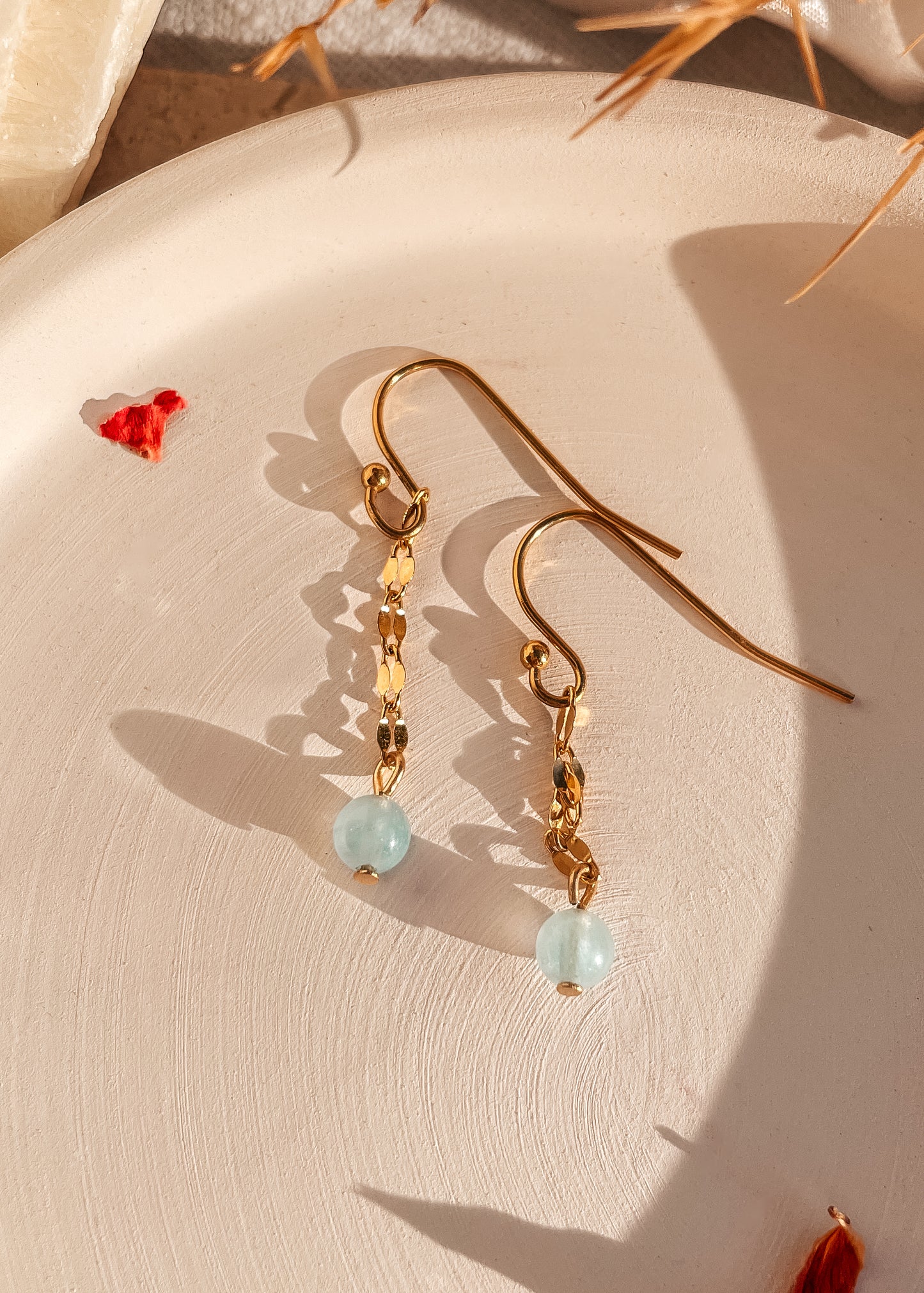 Aquamarine Gold Dangle Earrings