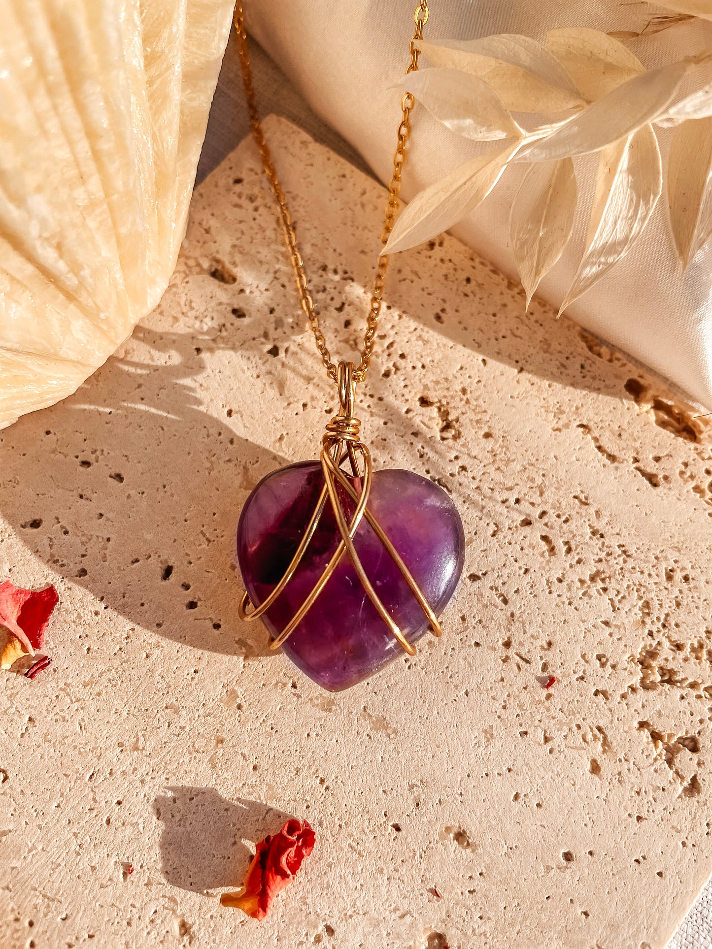 Amethyst Heart Wire Wrapped
