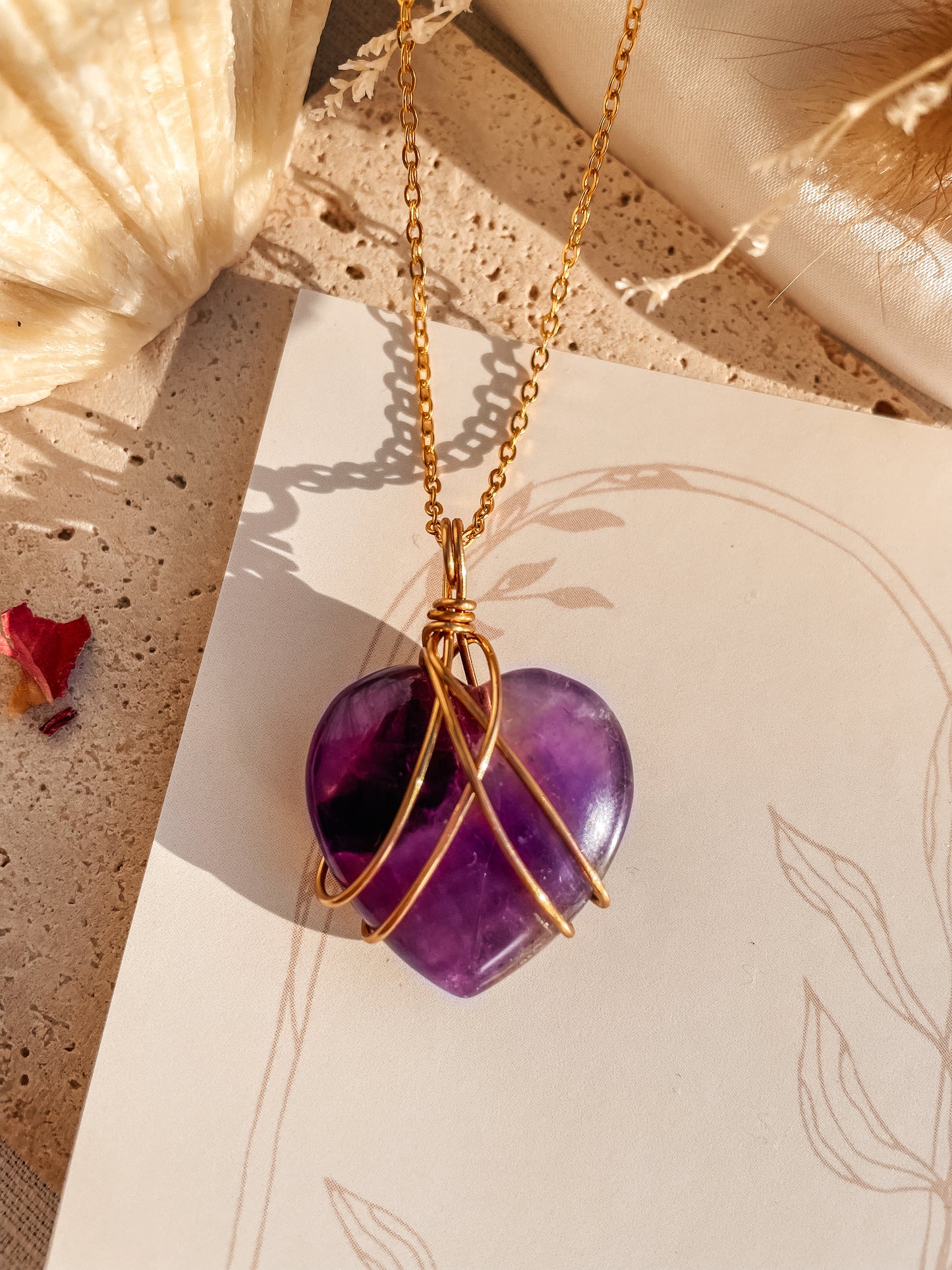 Amethyst Heart Wire Wrapped