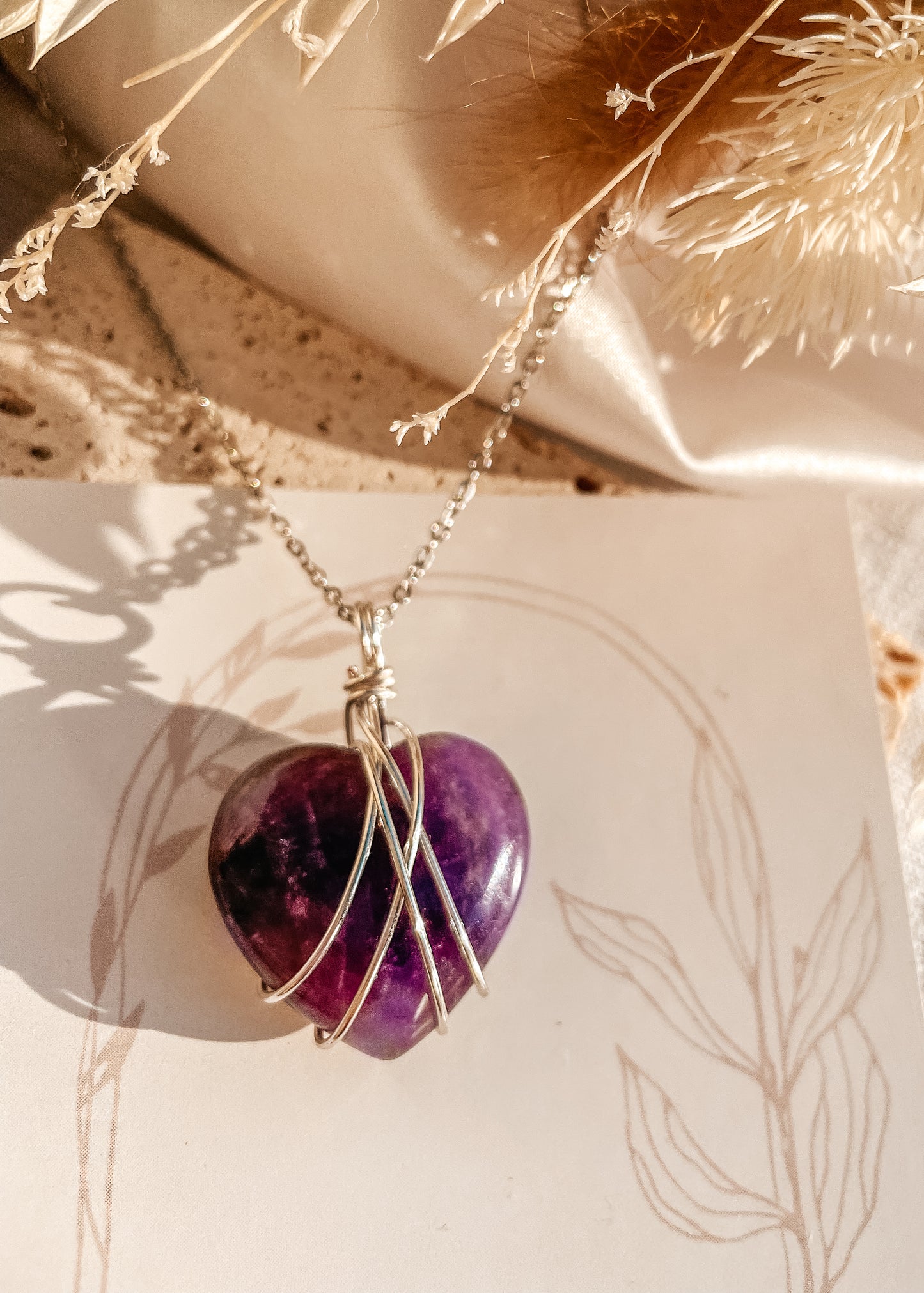 Amethyst Heart Wire Wrapped
