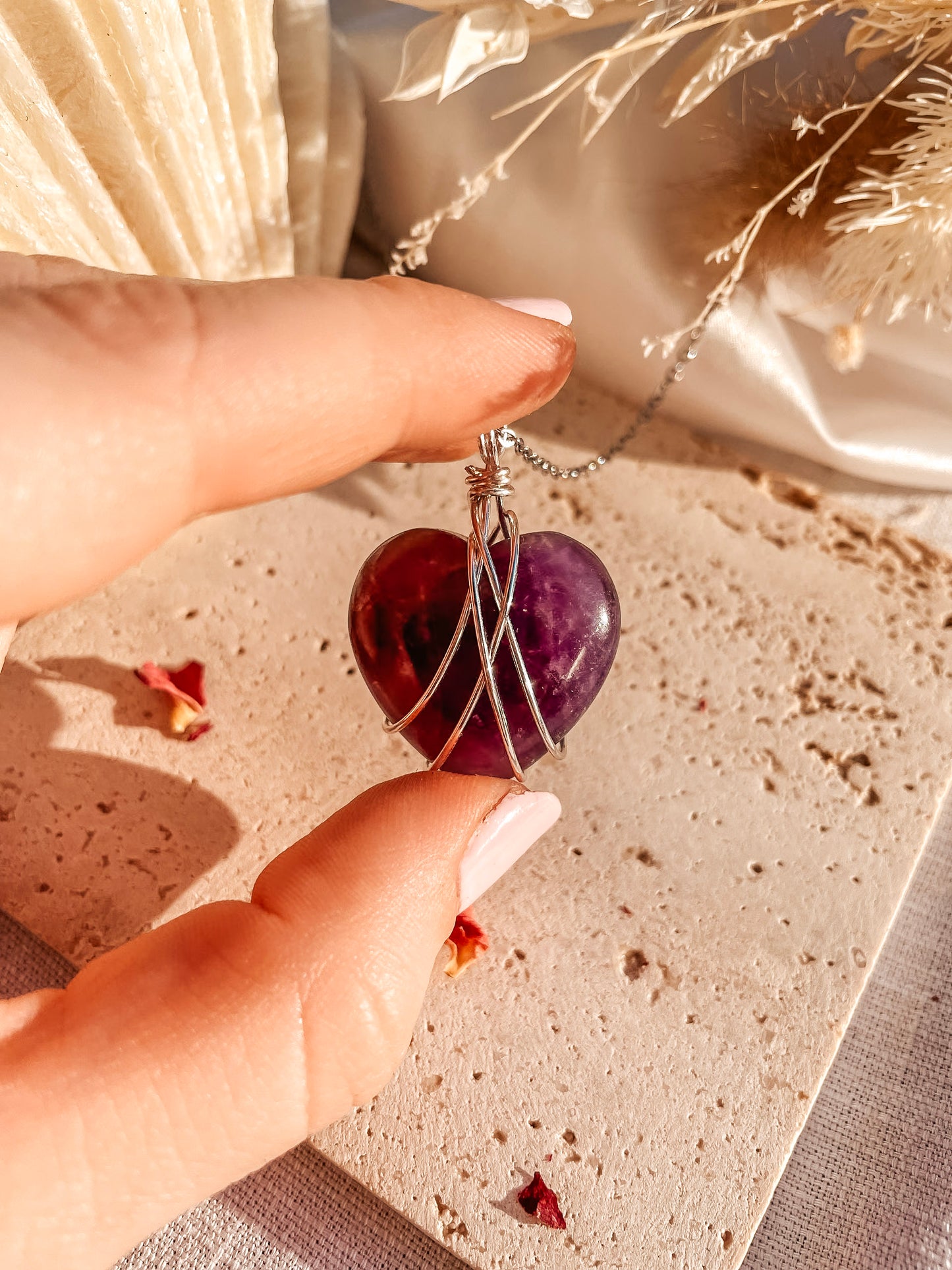 Amethyst Heart Wire Wrapped
