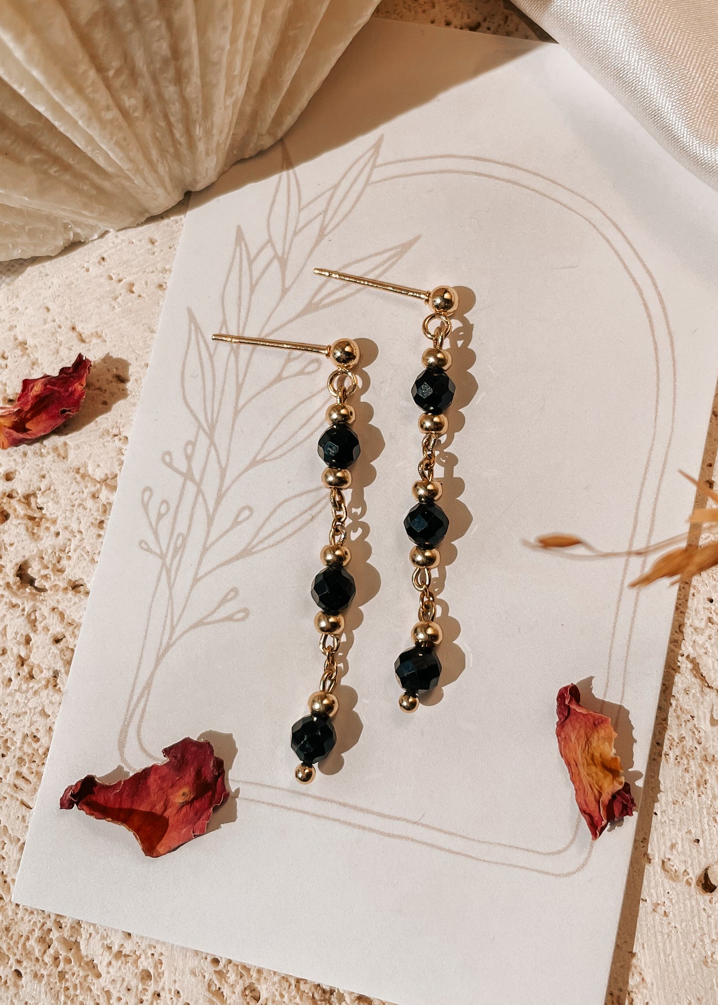 Grace Black Tourmaline Triple Earring