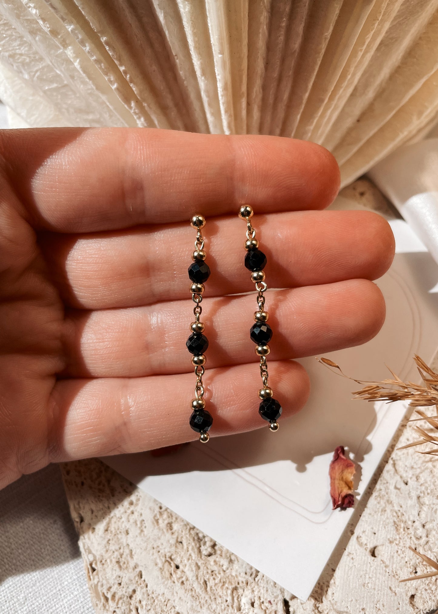 Grace Black Tourmaline Triple Earring