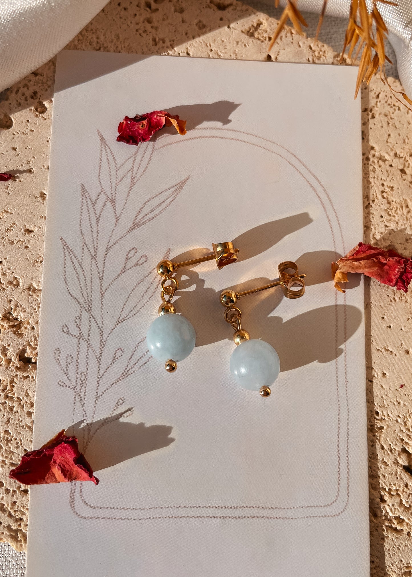 Dainty Drops Aquamarine Earrings