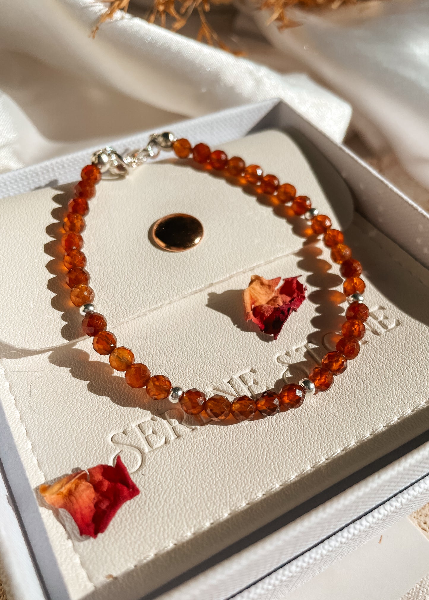 Rare Orange Garnet Dainty Bracelet