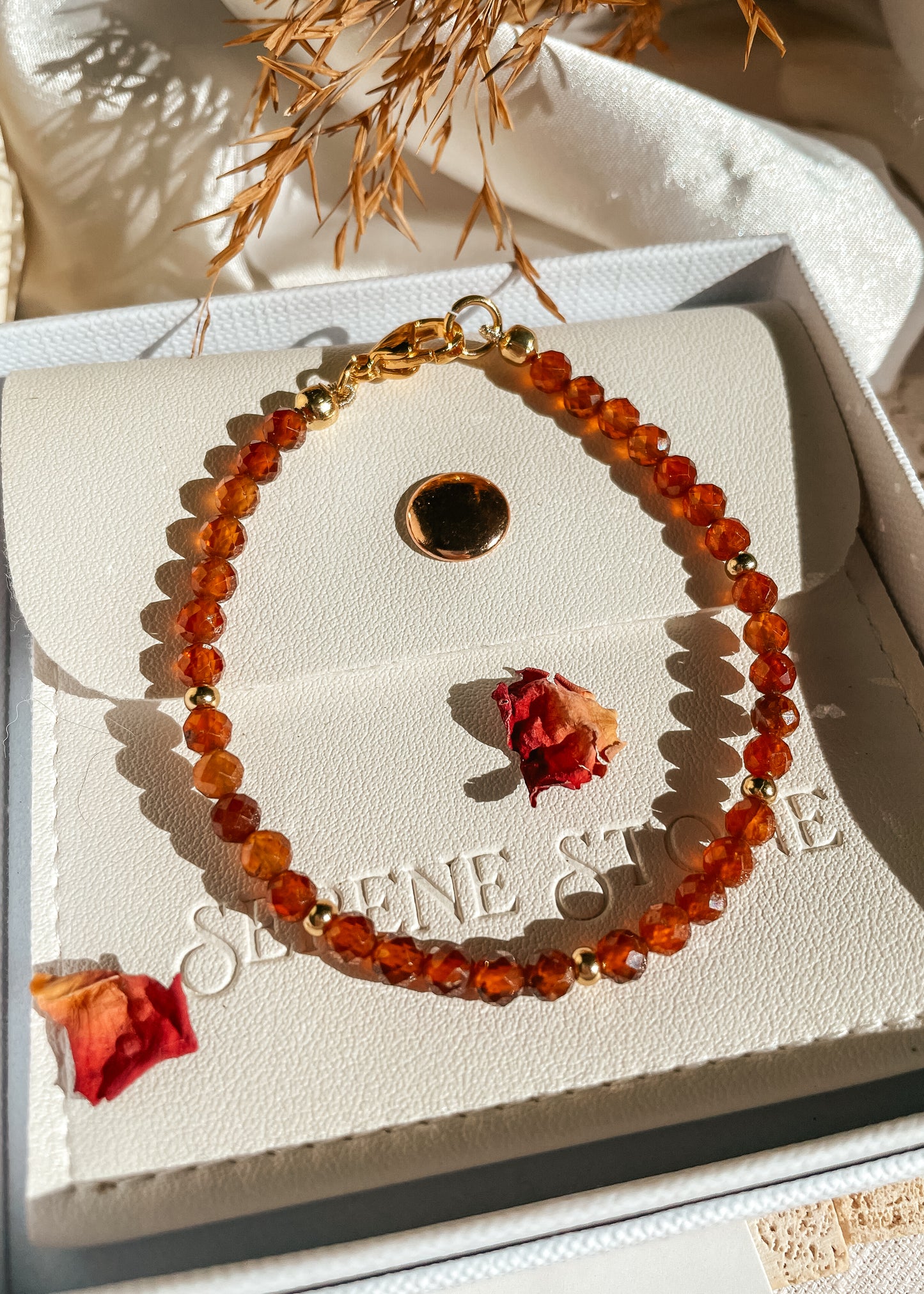 Rare Orange Garnet Dainty Bracelet