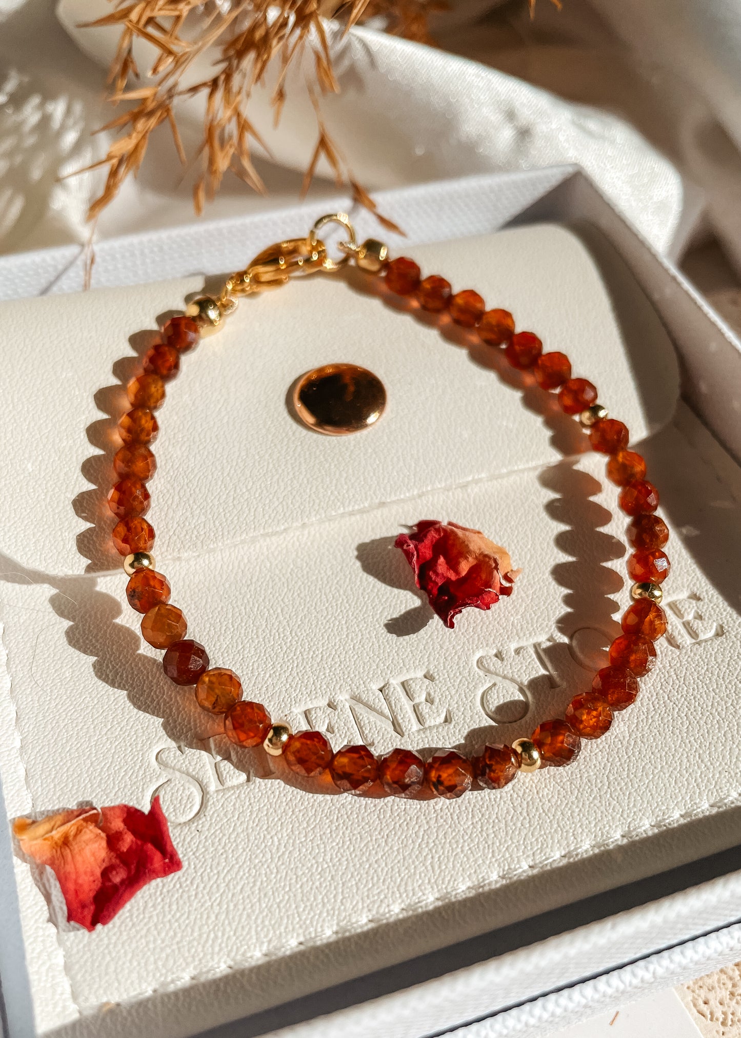 Rare Orange Garnet Dainty Bracelet