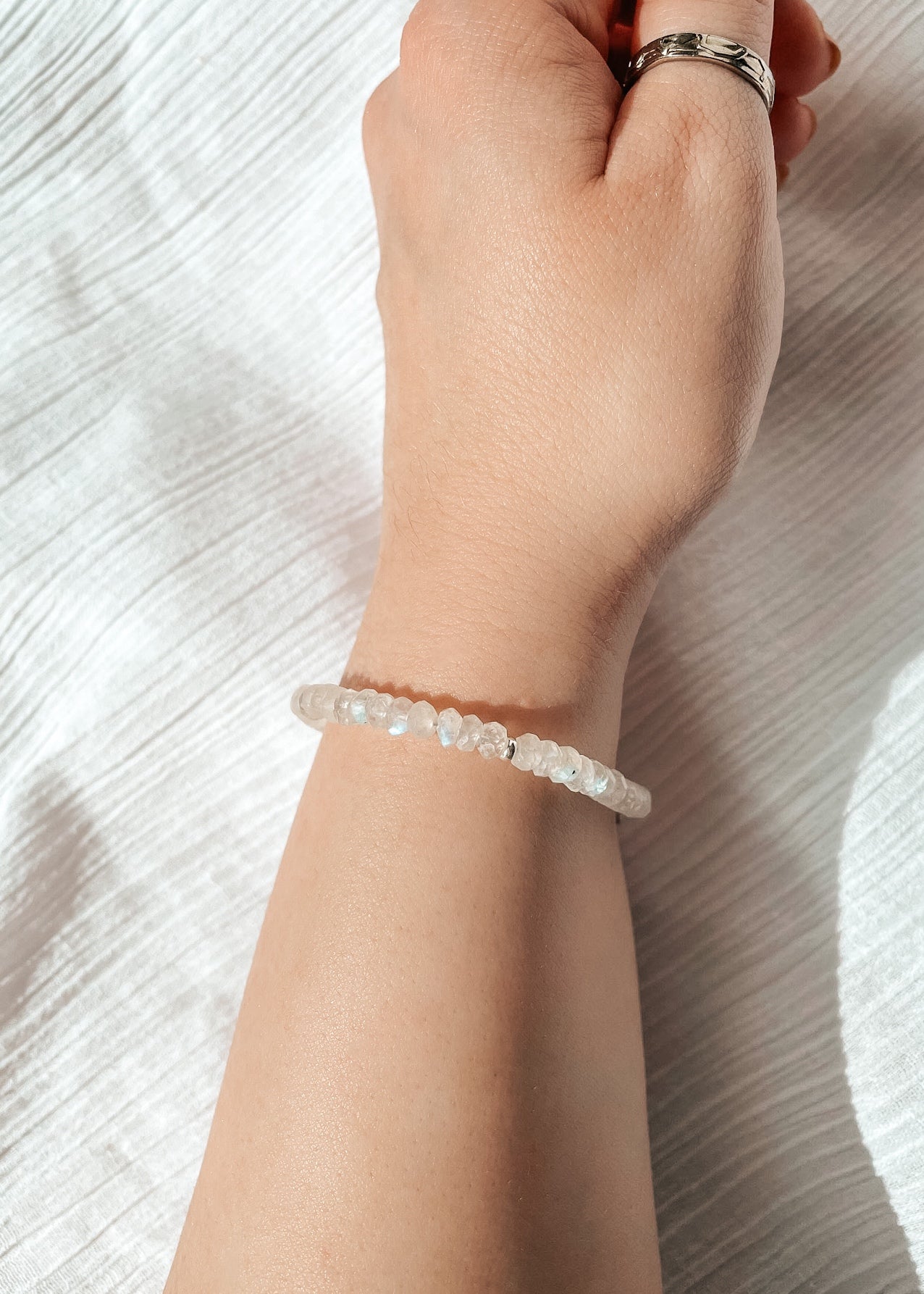 Gem Blue Flash Moonstone Dainty Bracelet