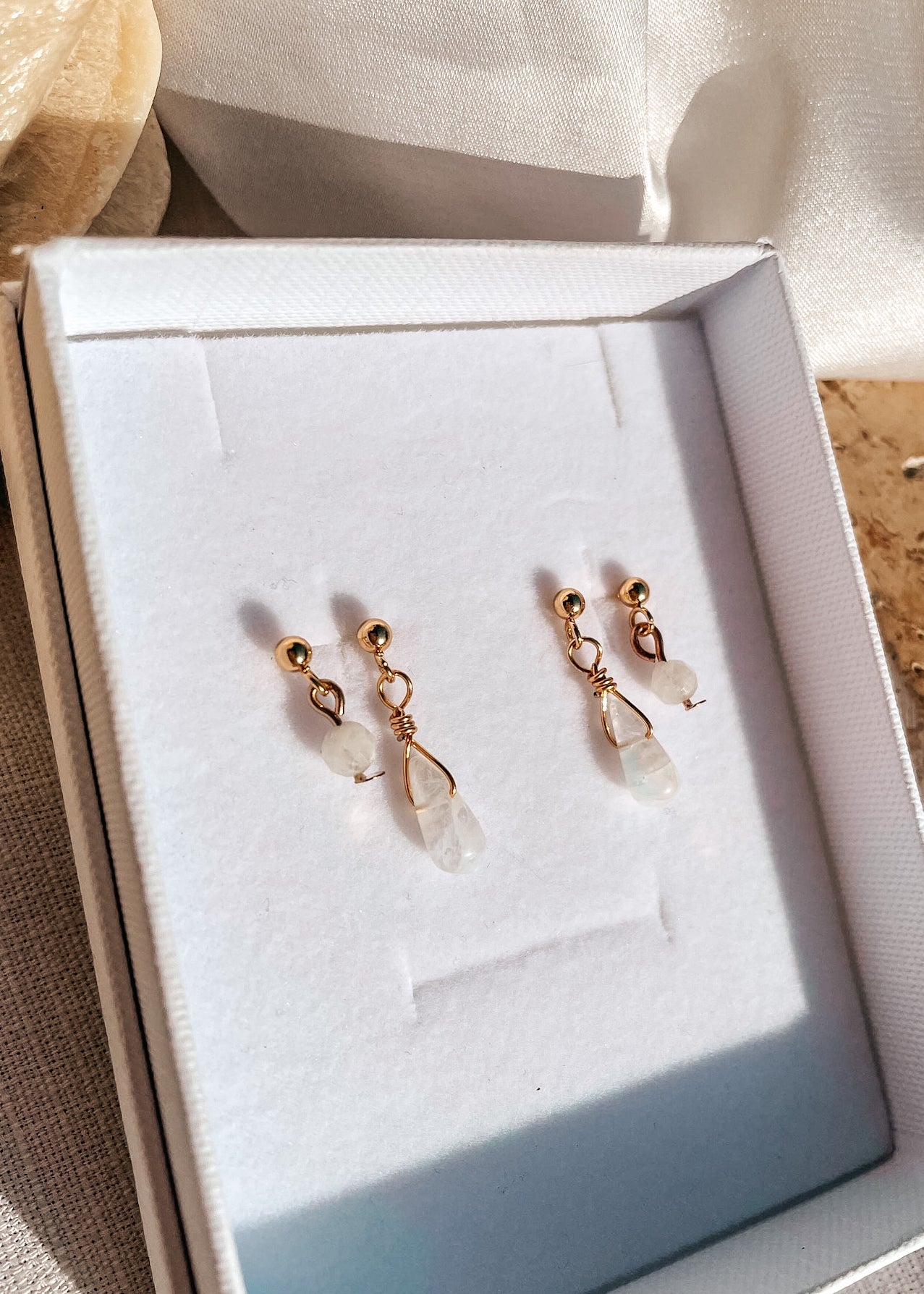 Moonstone Earring Stack