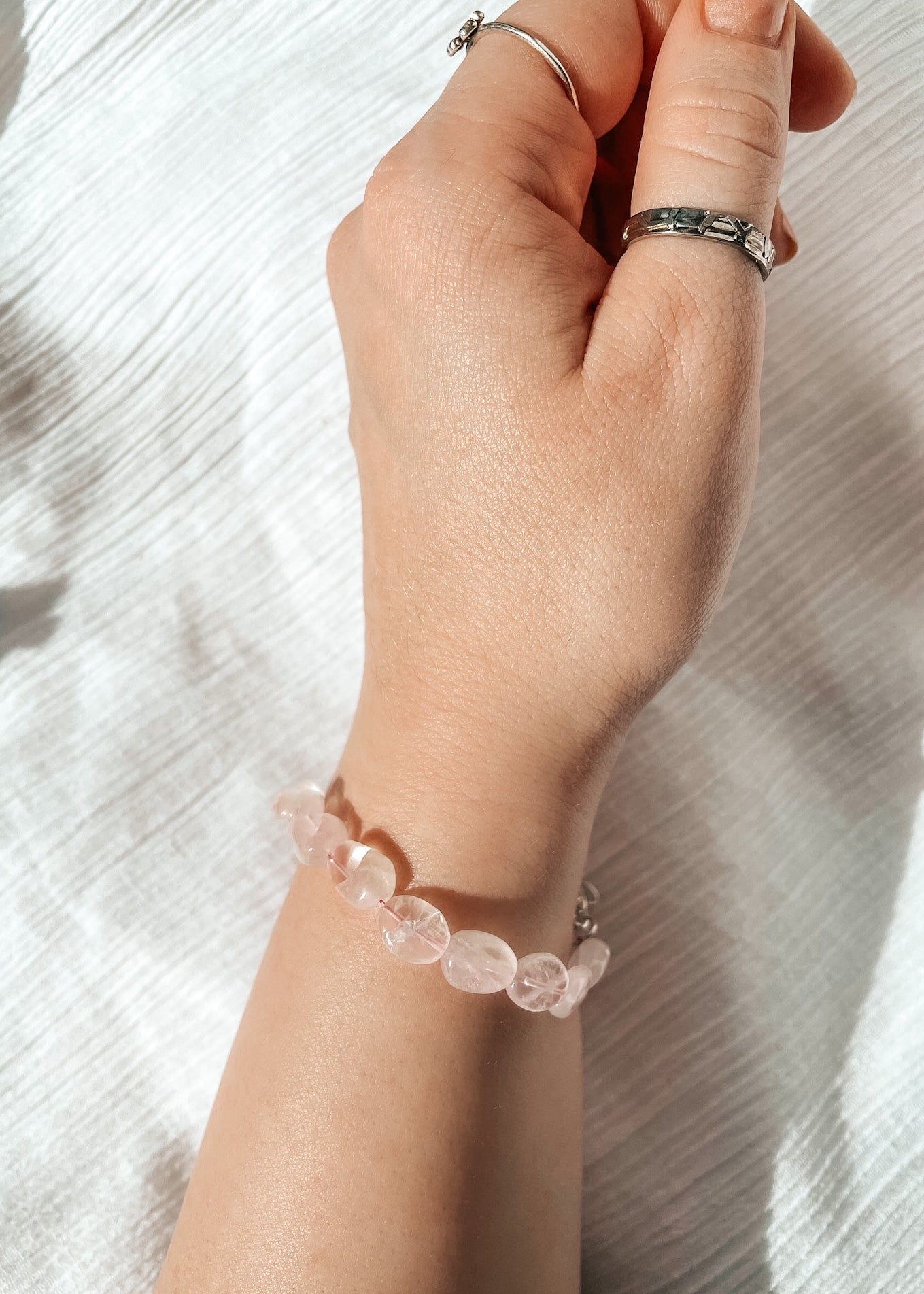 Rose Quartz Clasped Bracelet Clear Quality