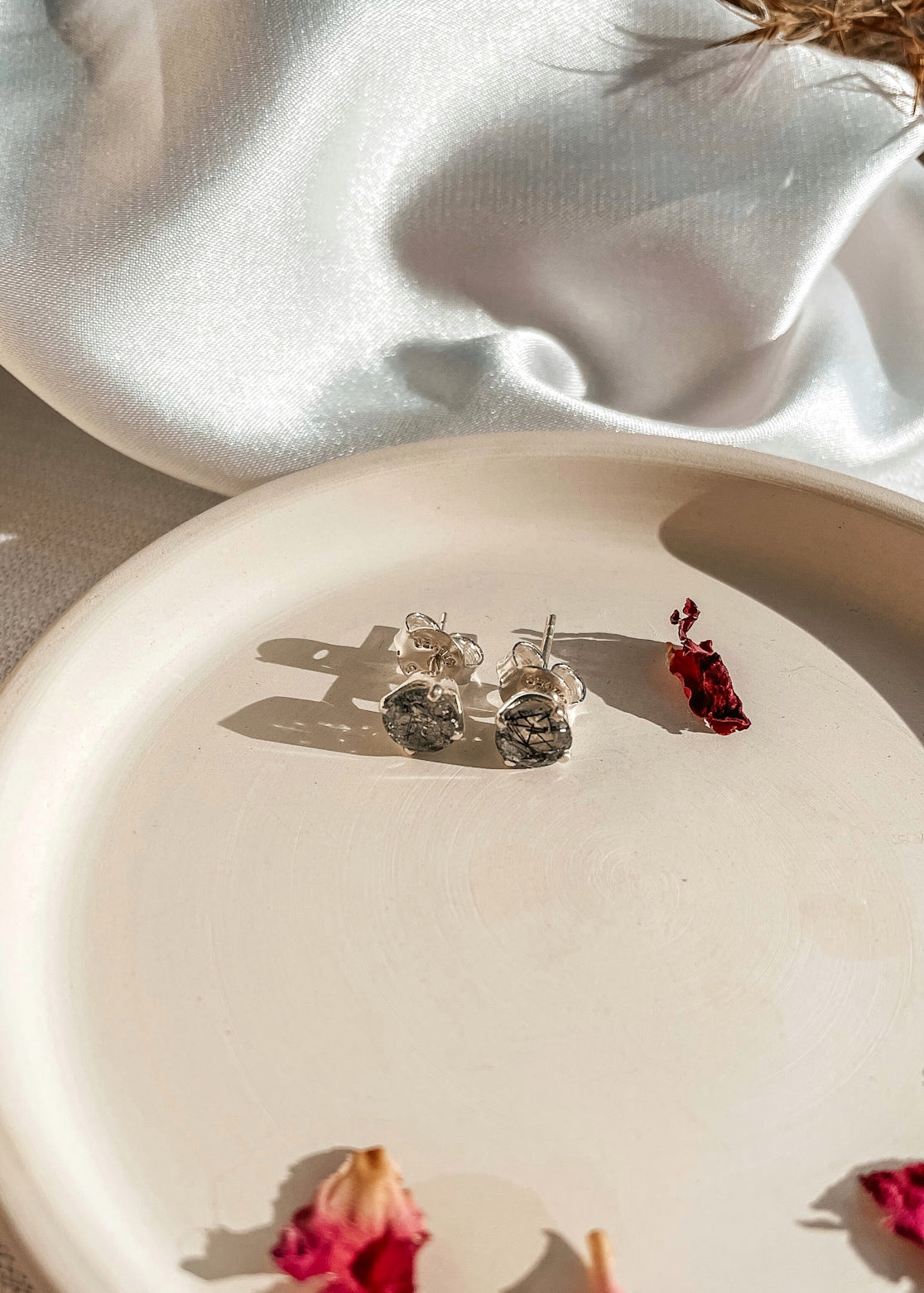 Tourmalinated Quartz Stud Earrings