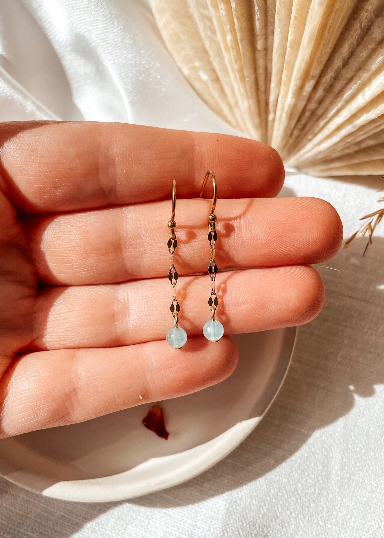 Aquamarine Gold Dangle Earrings