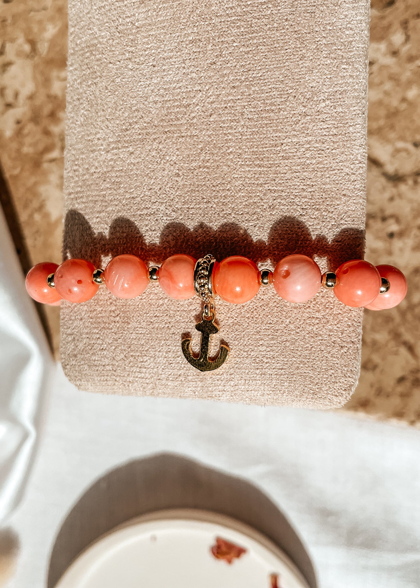 Pink Coral Anchor Bracelet
