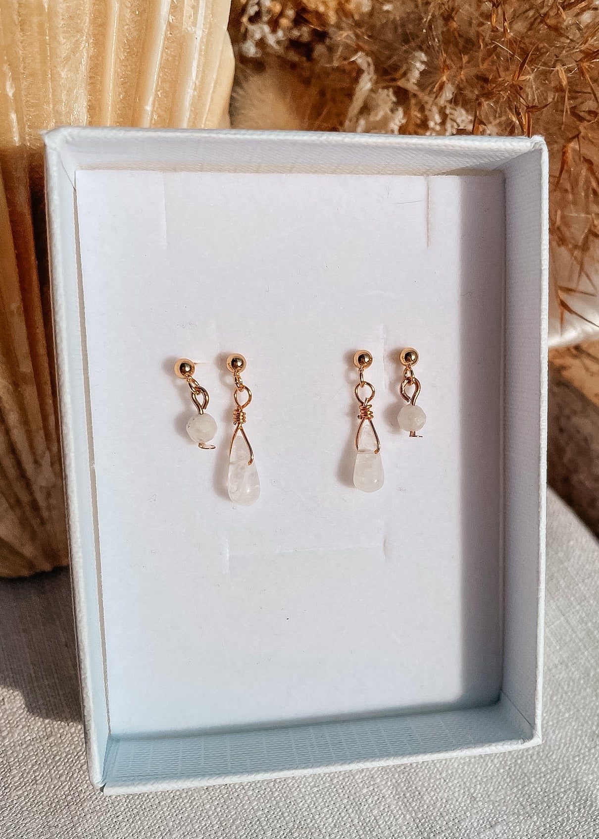 Moonstone Earring Stack