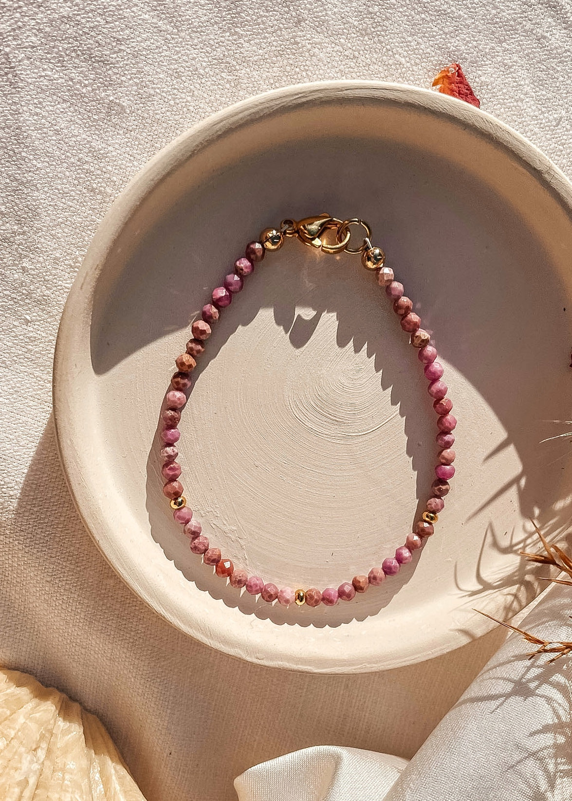 Pink Gemstone Dainty Bracelet