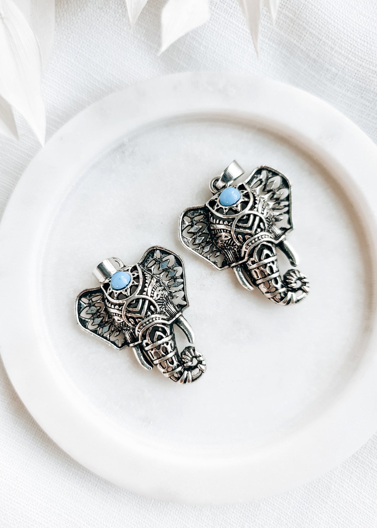 Howlite Elephant Pendant
