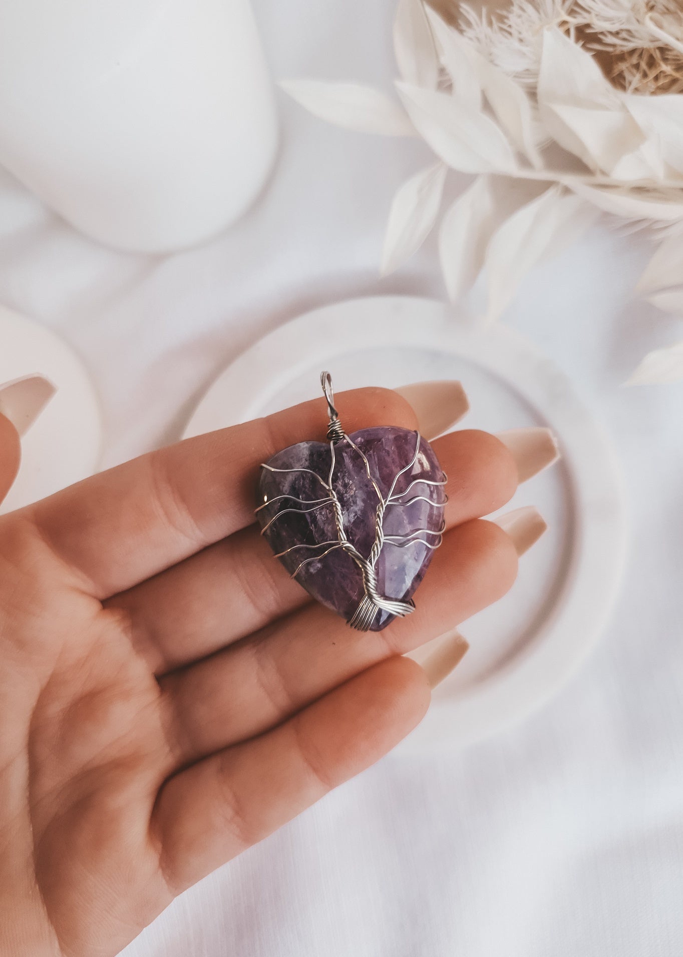 Amethyst Tree Of Life Heart