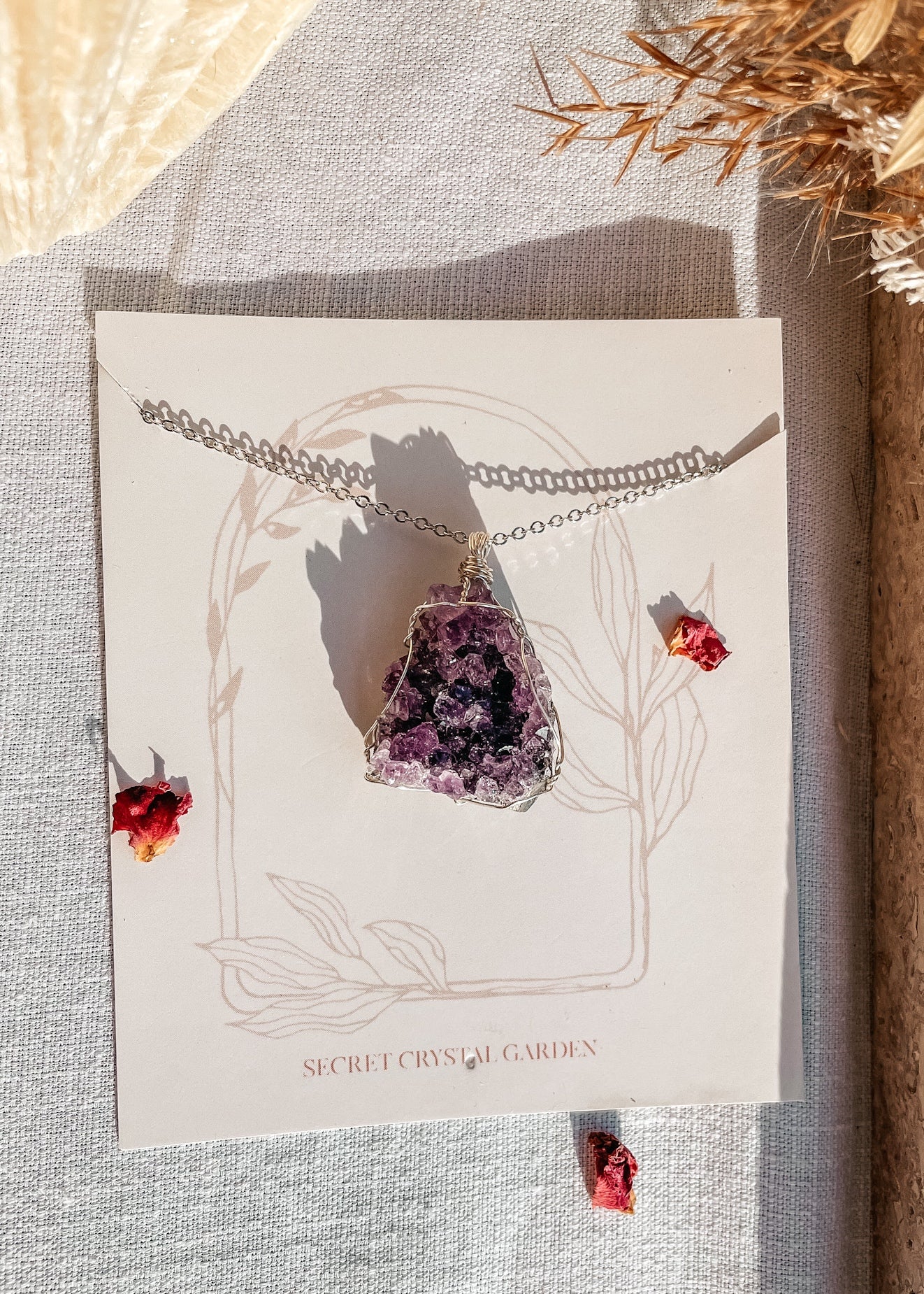 Amethyst Raw Wire Wrapped Necklace