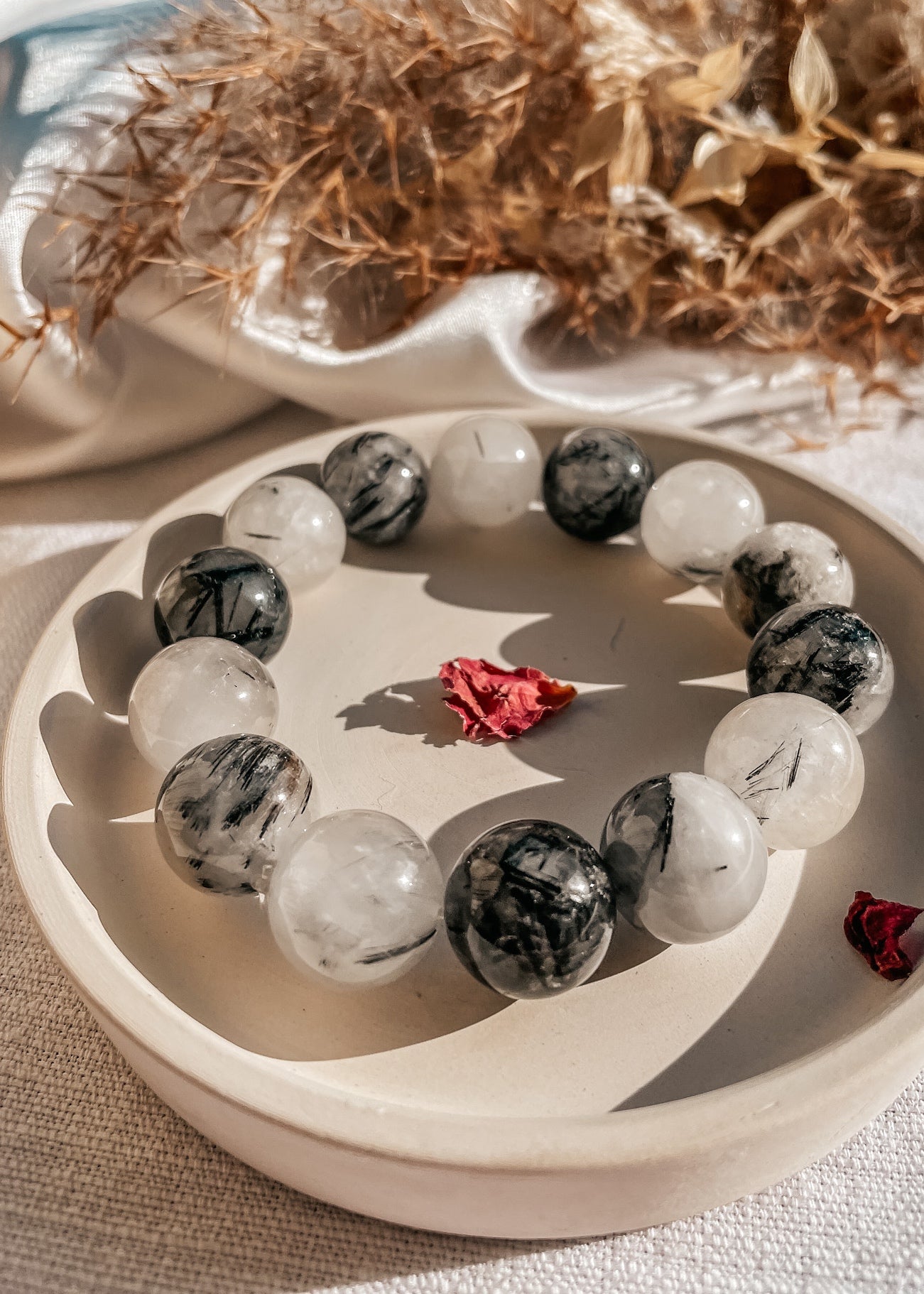 Tourmalinated Quartz Chunky Bracelet