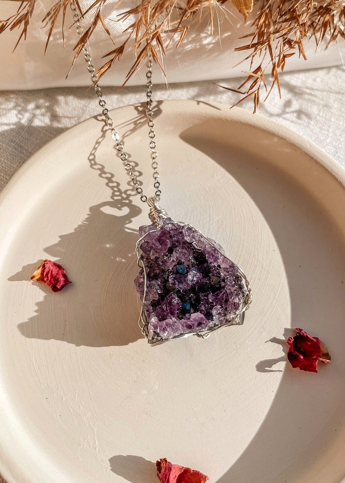 Amethyst Raw Wire Wrapped Necklace