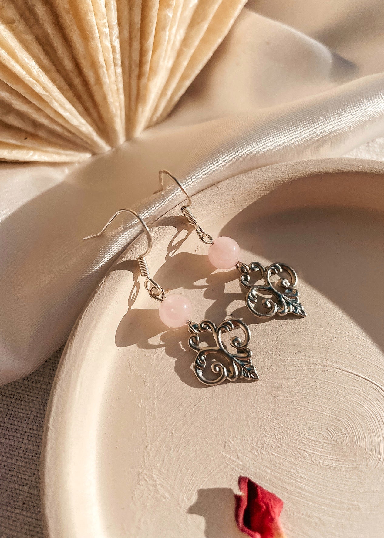 Leila Prehnite or Rose Quartz Earrings