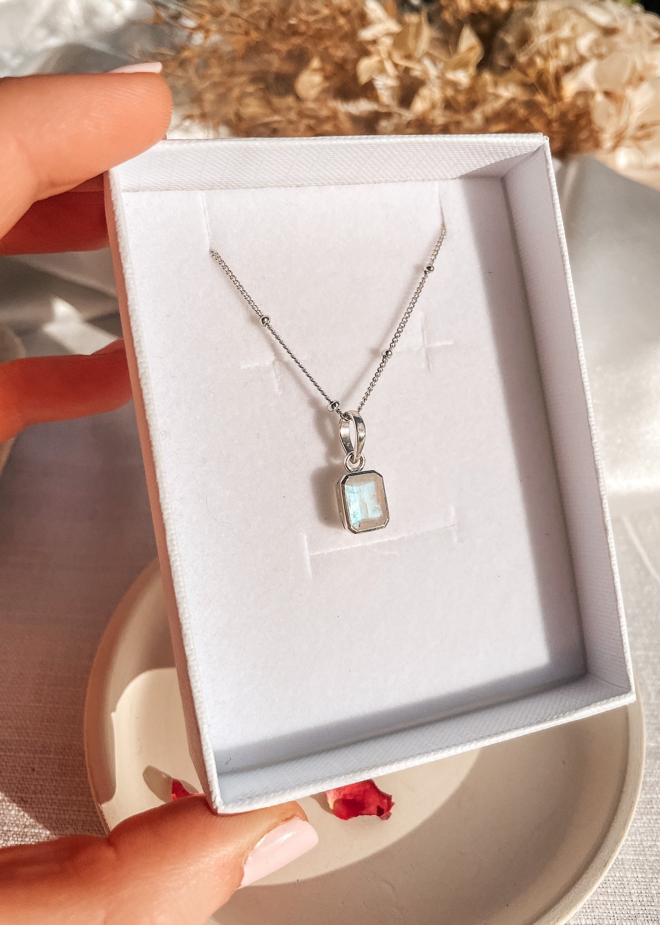 Moonstone Rectangle Necklace