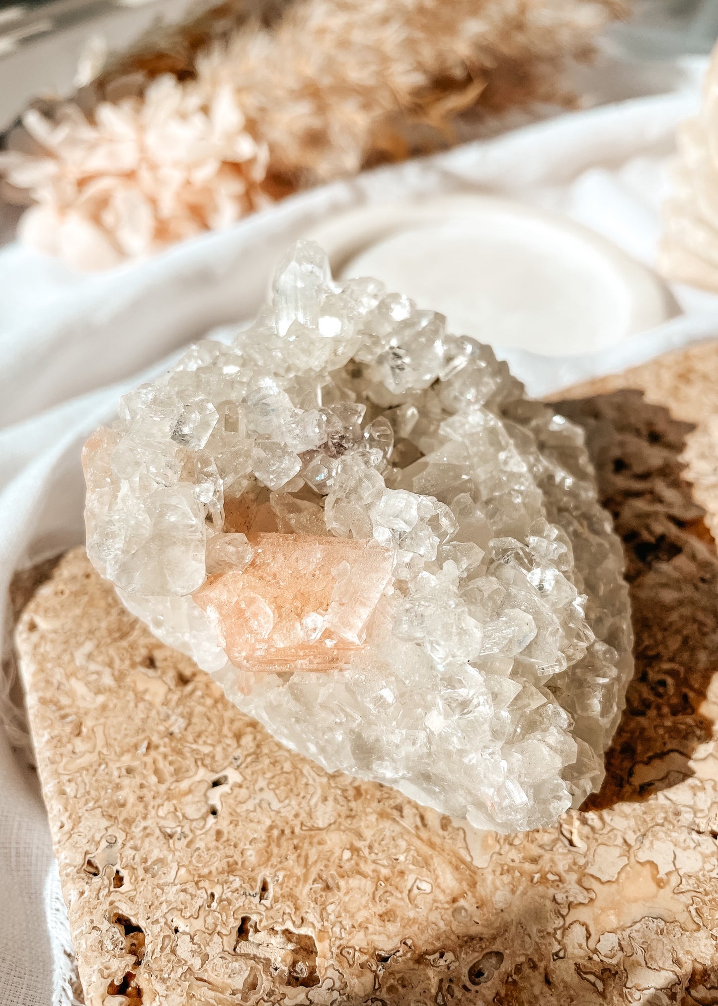 Apophyllite & Pink Stilbite Cluster