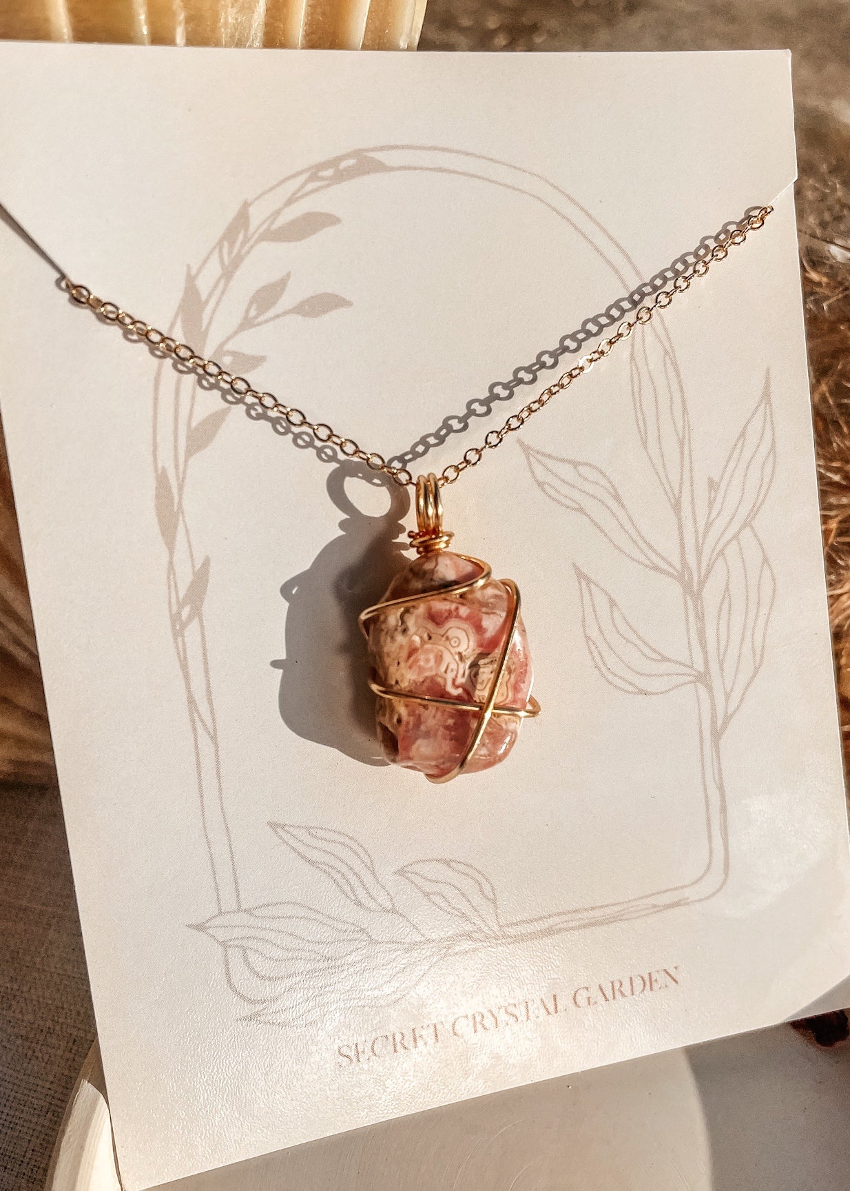 Rhodochrosite Wire Wrapped Necklace