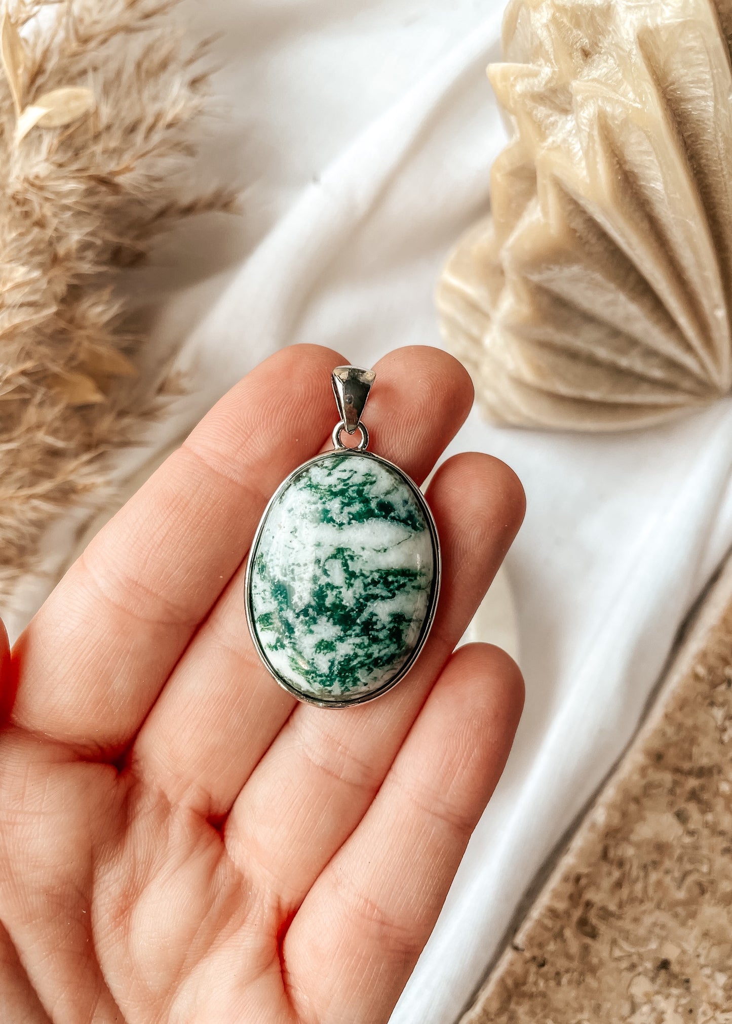 Moss Agate Oval Pendant