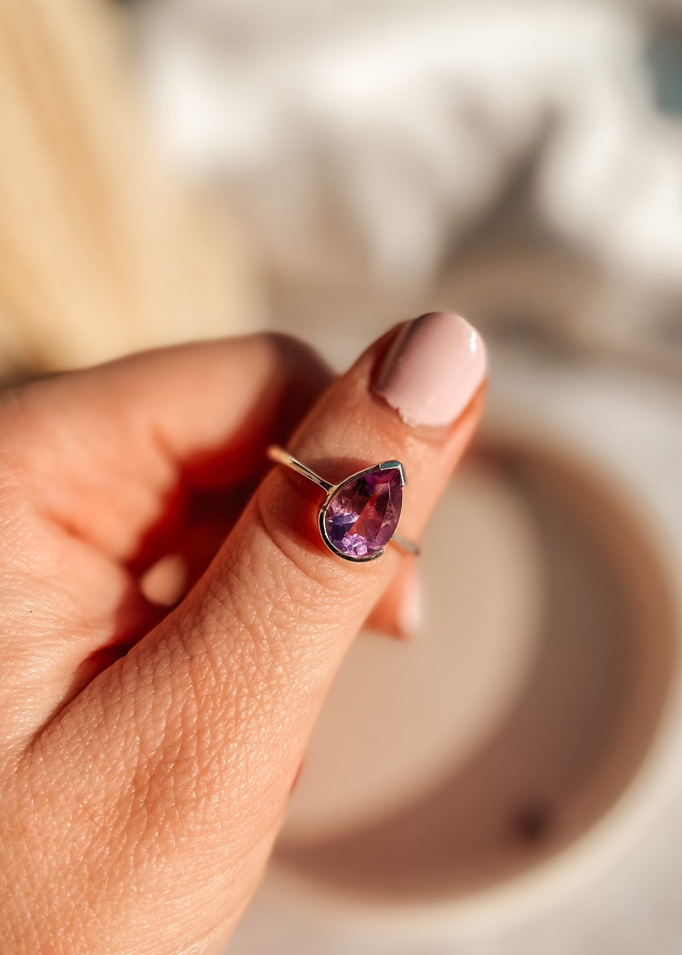 Amethyst Teardrop Ring