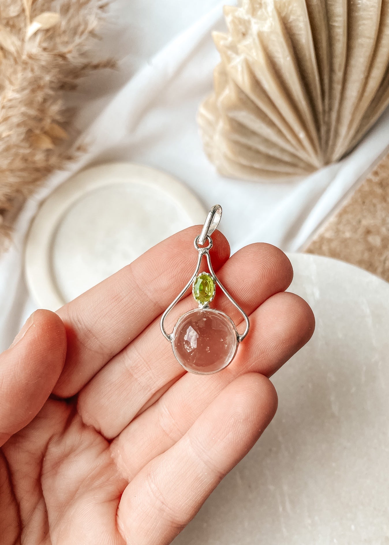 Quartz Peridot Pendant