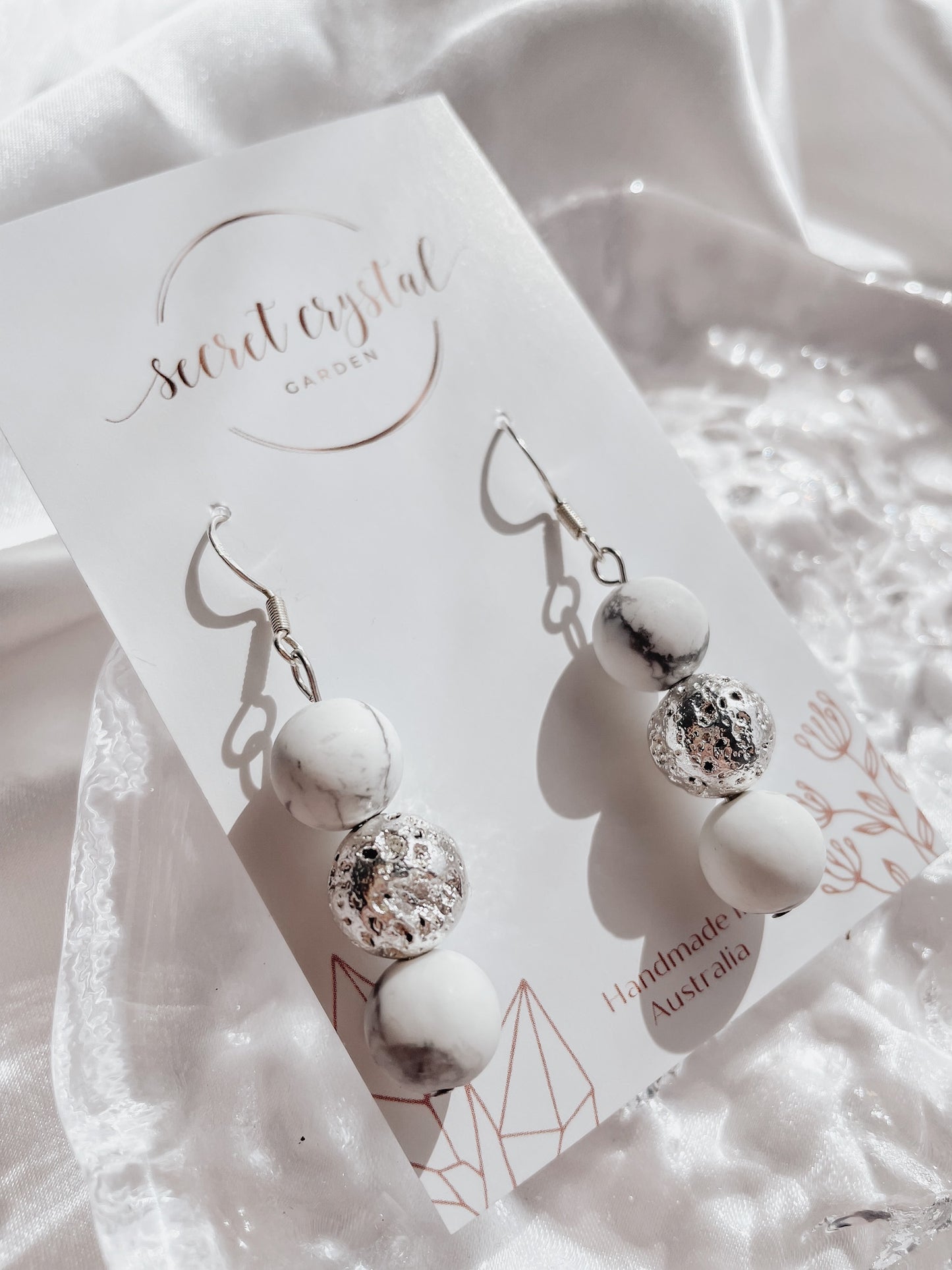 Howlite Silver Lava Earrings
