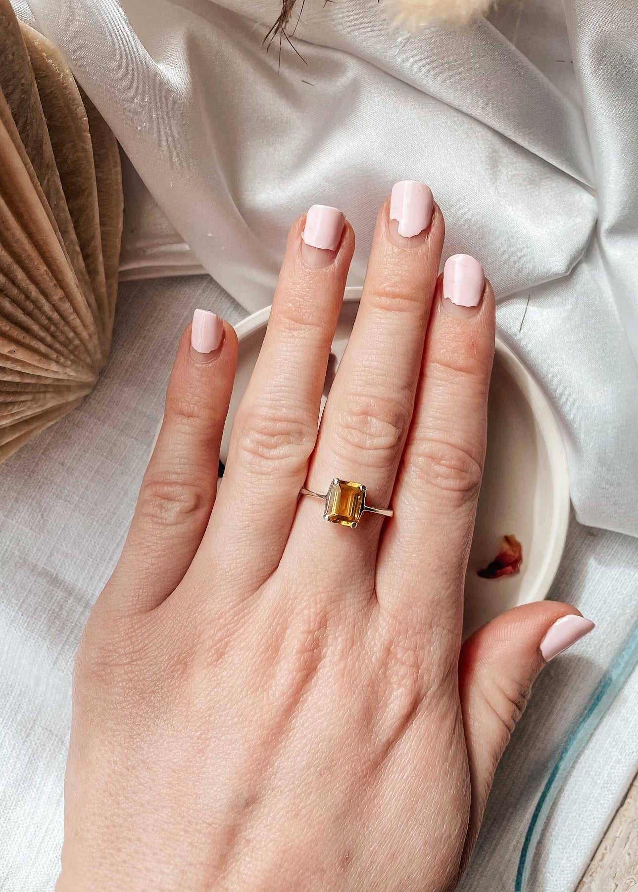 Dainty Rectangle Citrine Ring