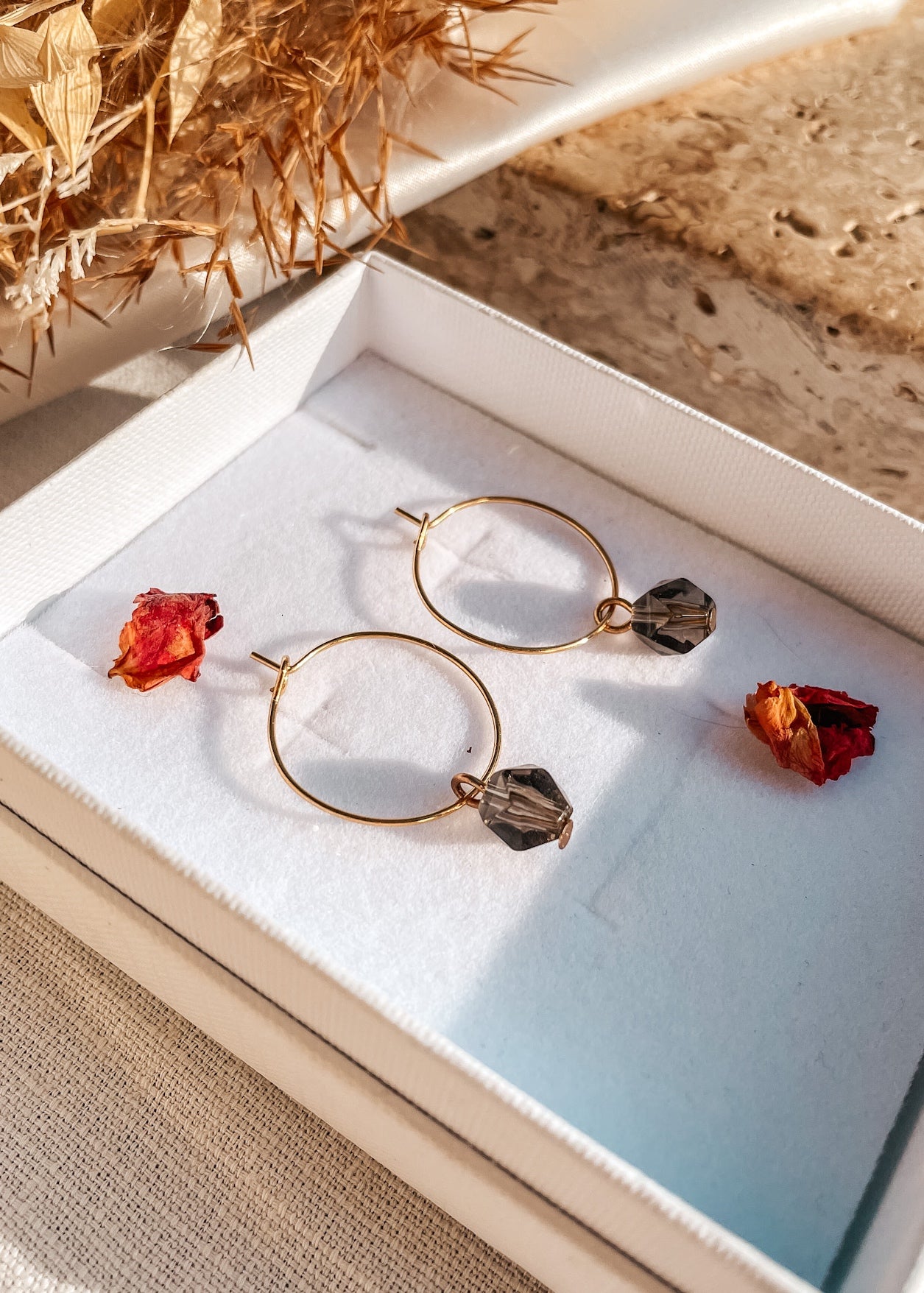 Smoky Quartz Hoop Earrings