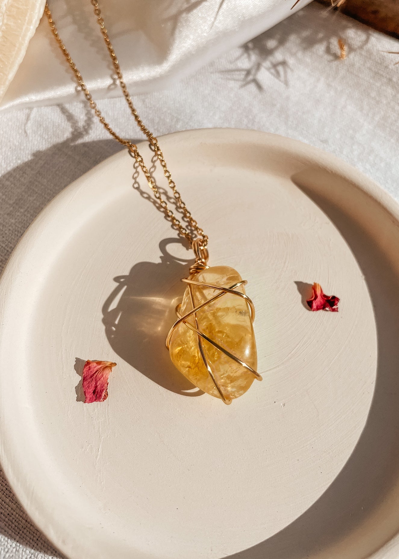 Citrine Wire Wrapped Necklace