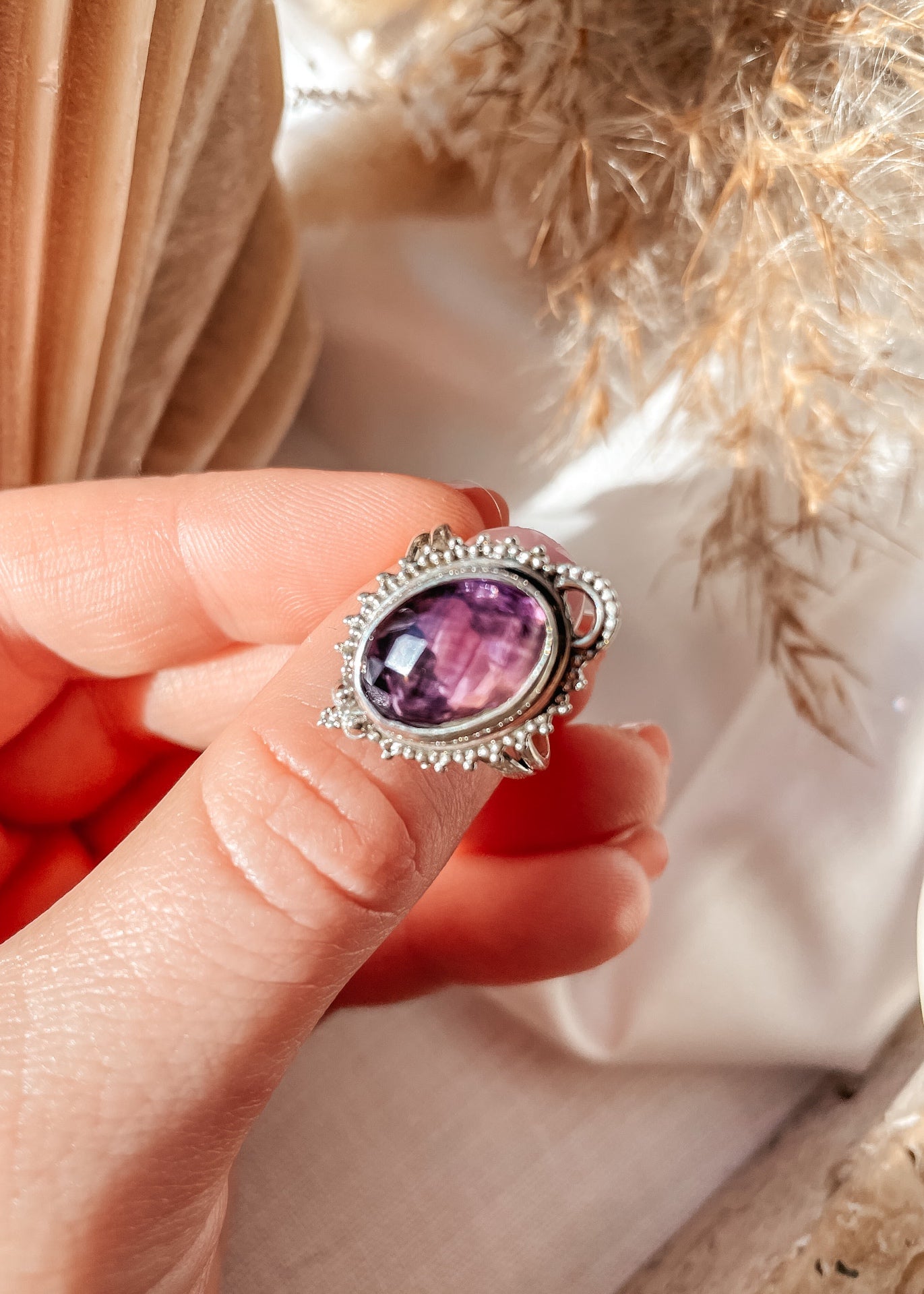 Amethyst Boho Ring
