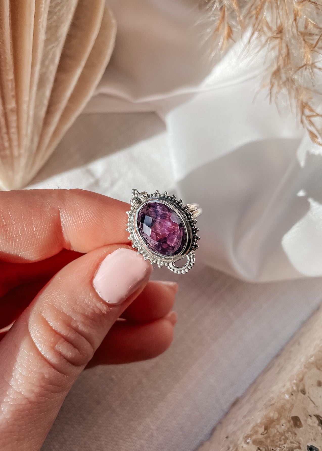 Amethyst Boho Ring