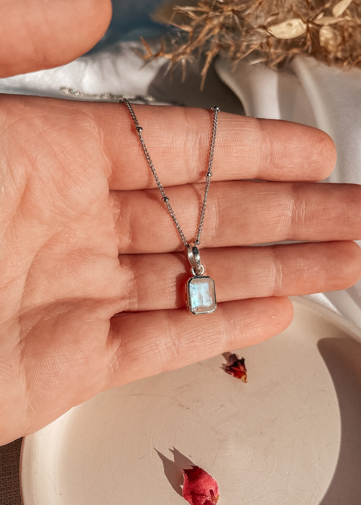 Moonstone Rectangle Necklace