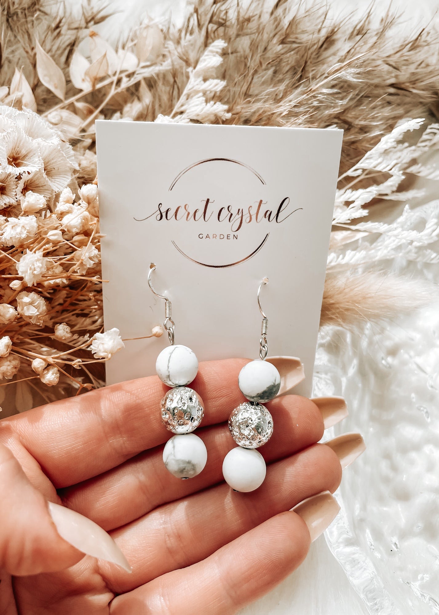 Howlite Silver Lava Earrings