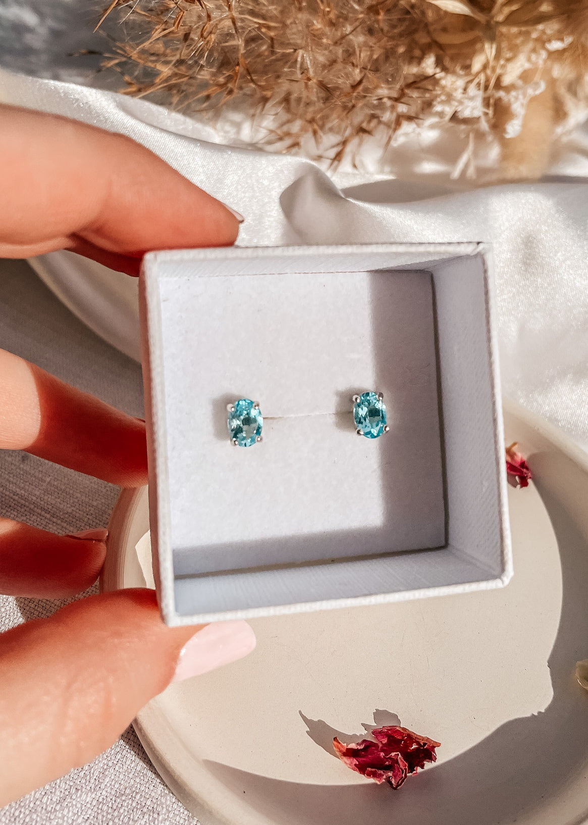 Blue Topaz Stud Earrings