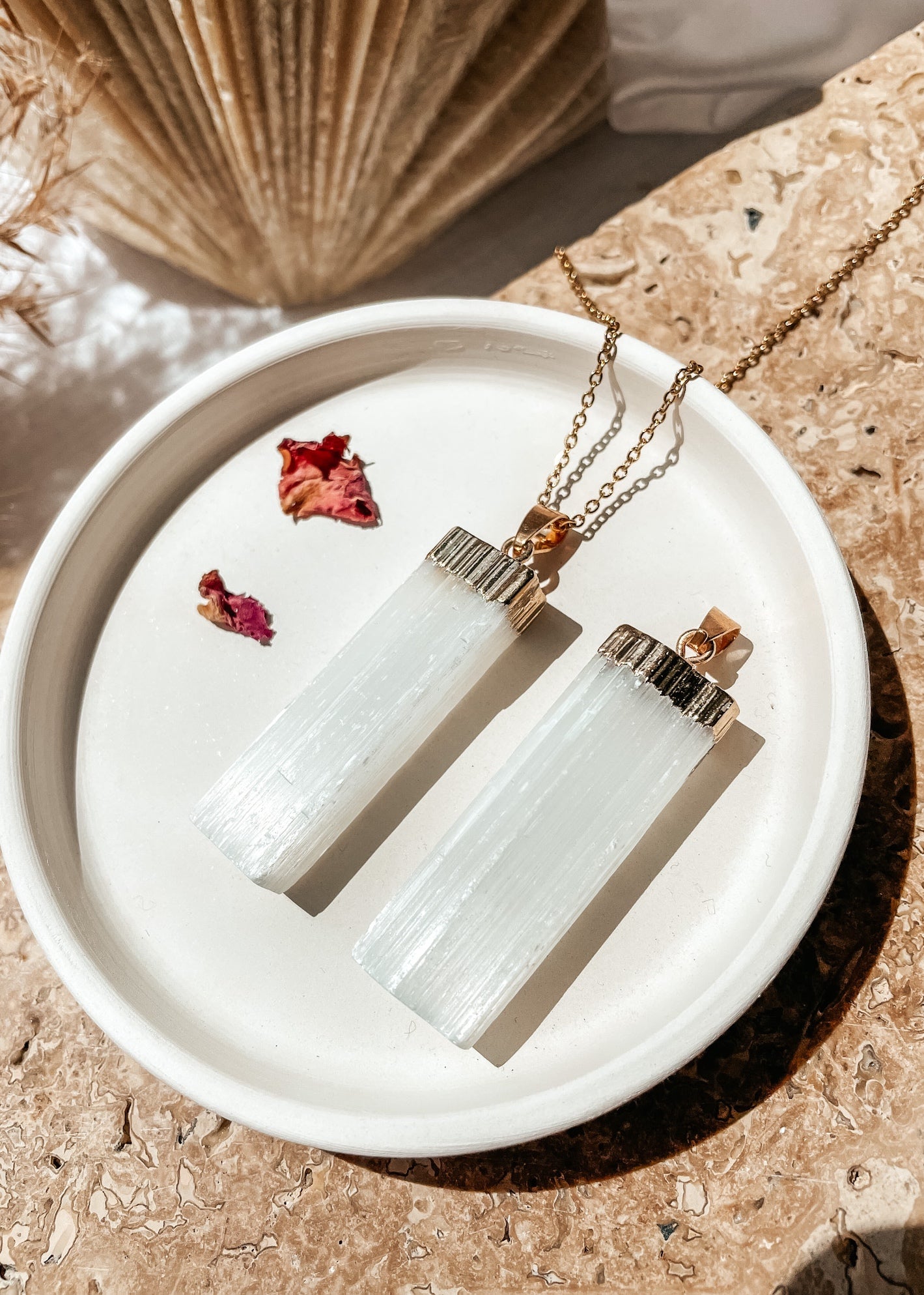 Selenite Gold Bar Necklace