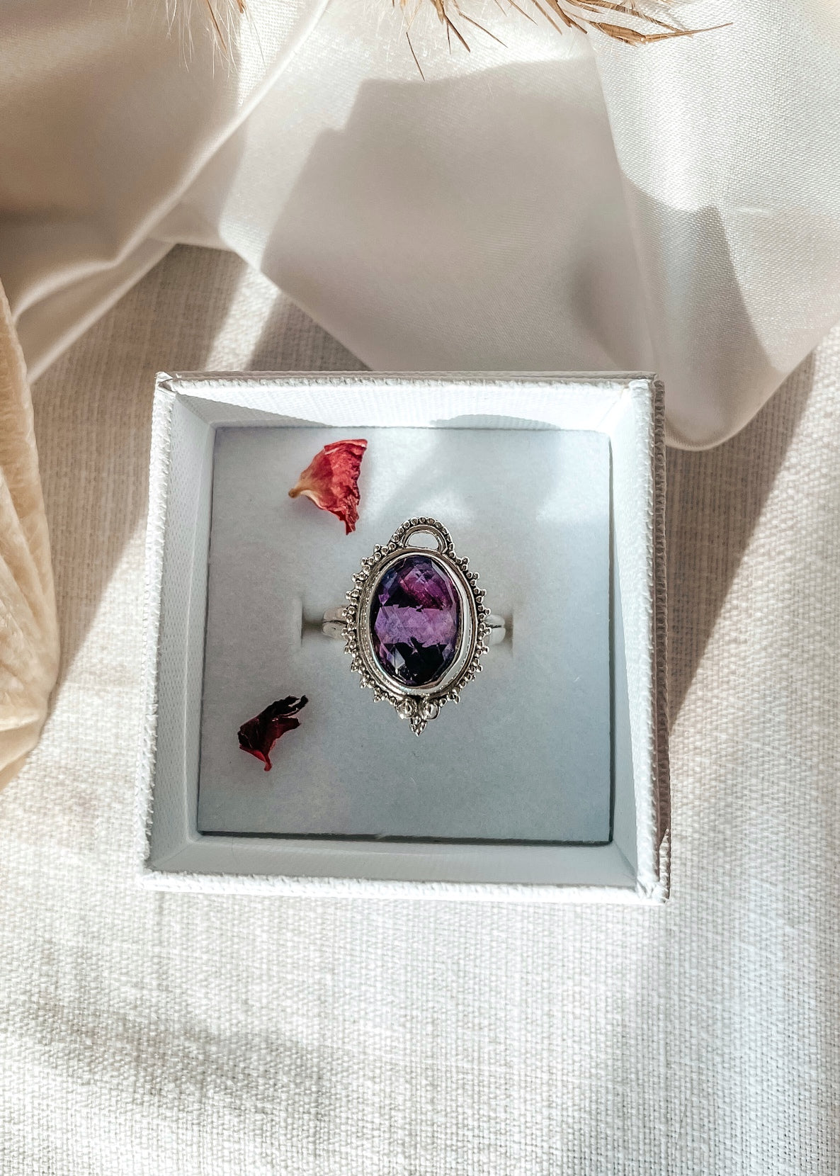Amethyst Boho Ring
