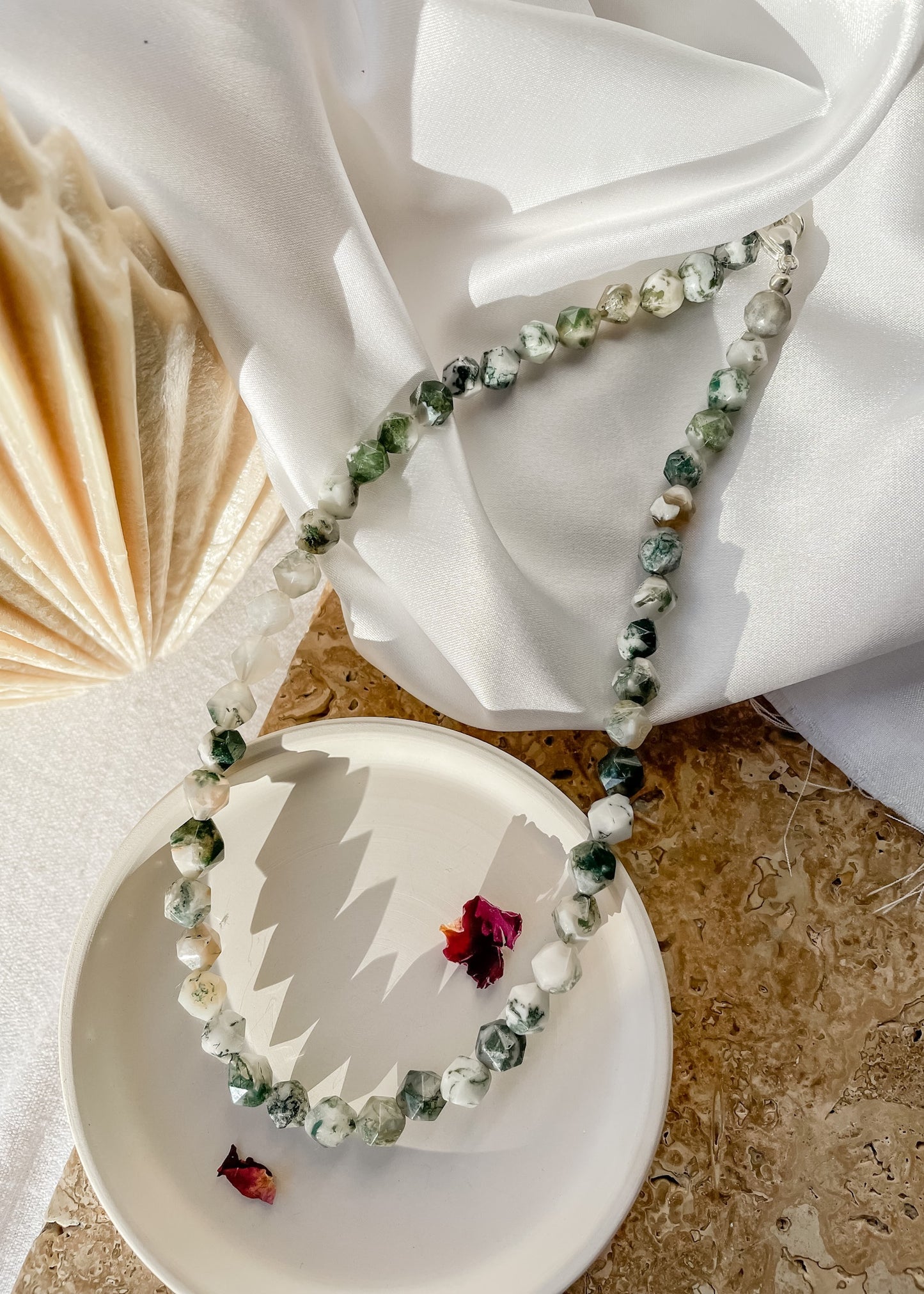 Moss Agate Bead Necklace
