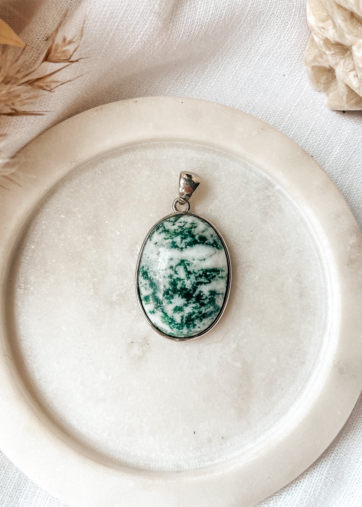 Moss Agate Oval Pendant